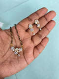 Diamond finish pendant with earrings single line 18 inches blackbeads