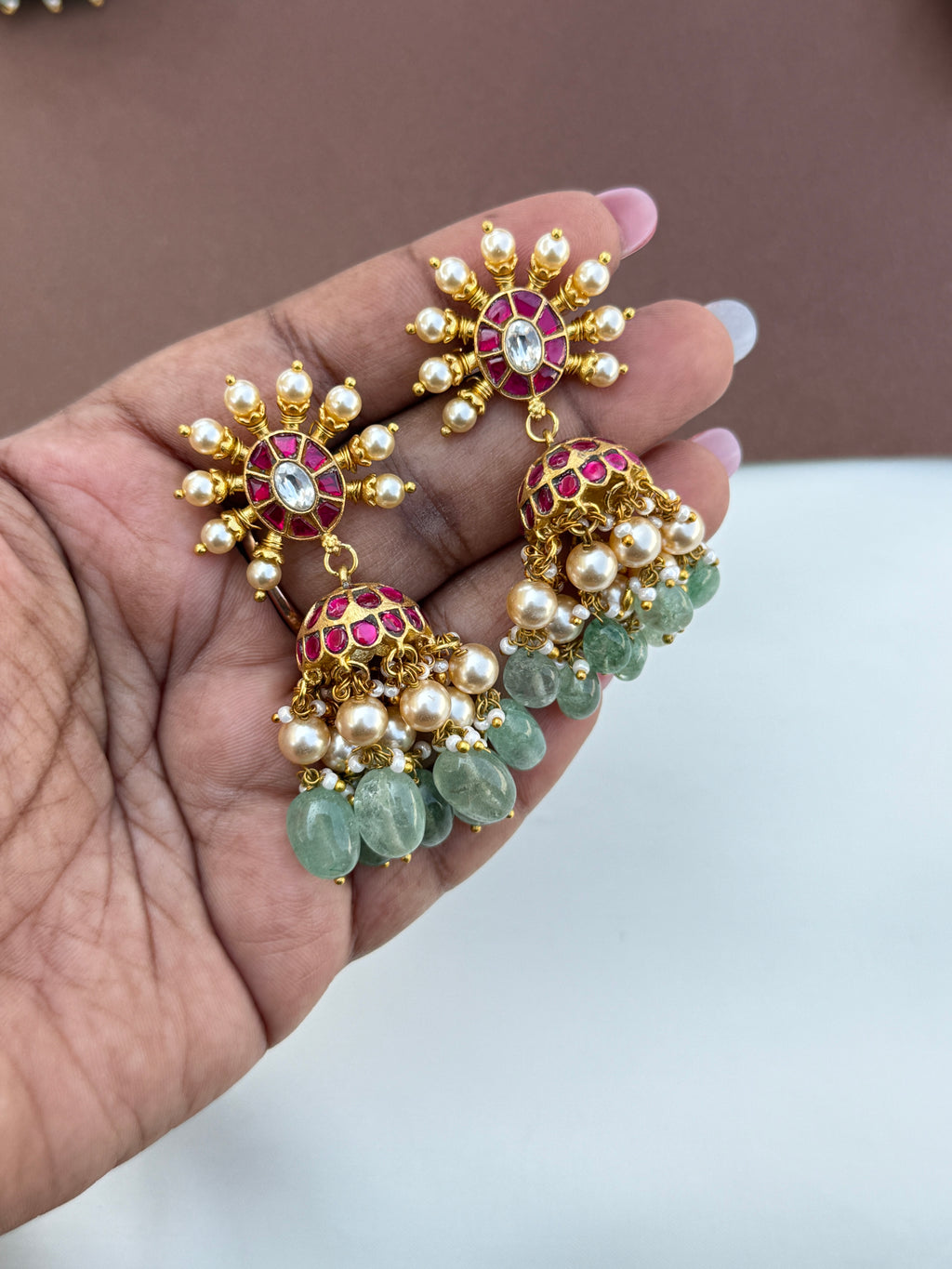 Er154 jadau kundan butta earrings