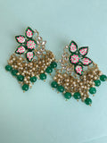 Half lotus earrings with beads hanging ER6122