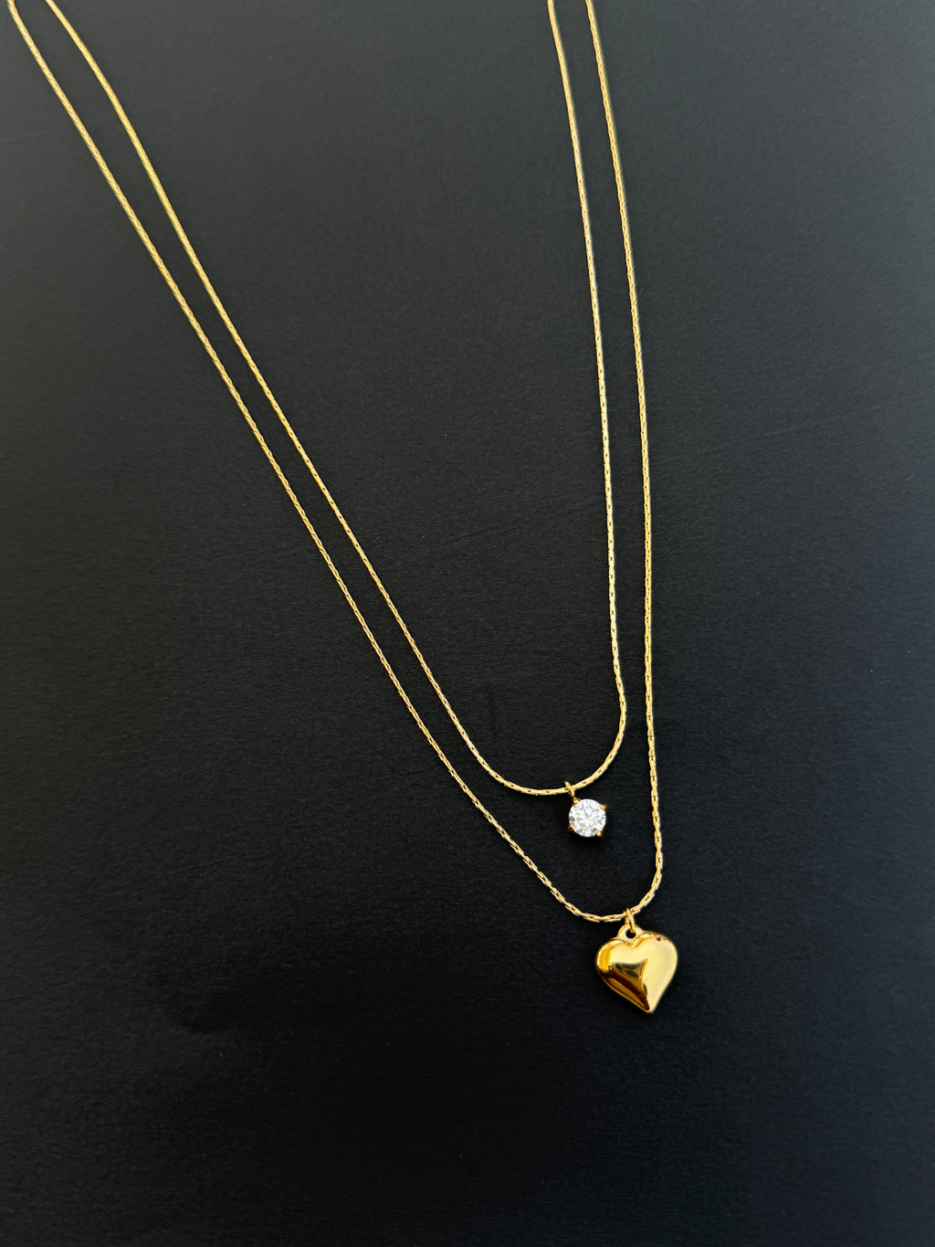 Dc002 2 layers heart shape anti tarnish chain