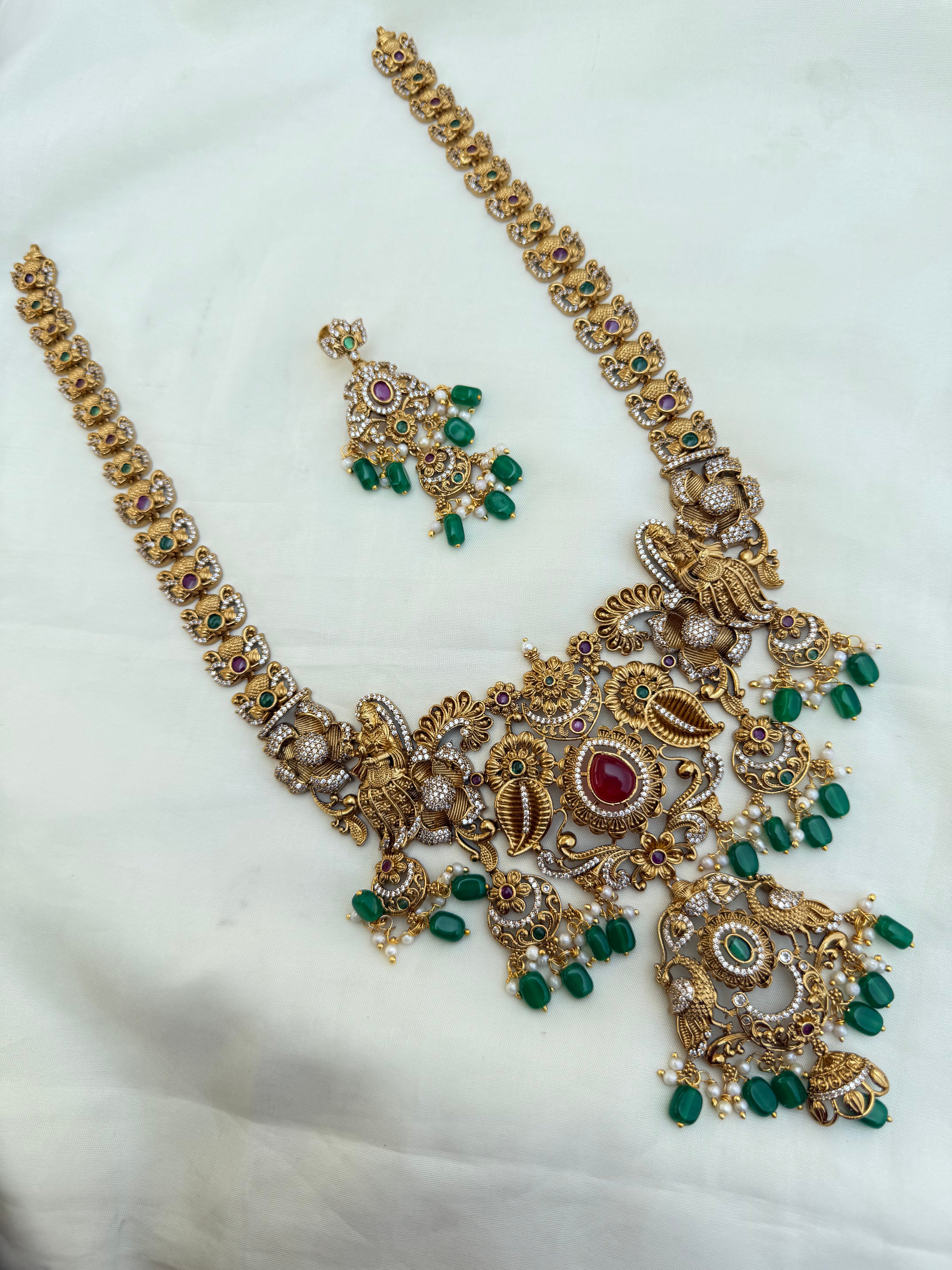 Lh202 long heavy haram with green beads