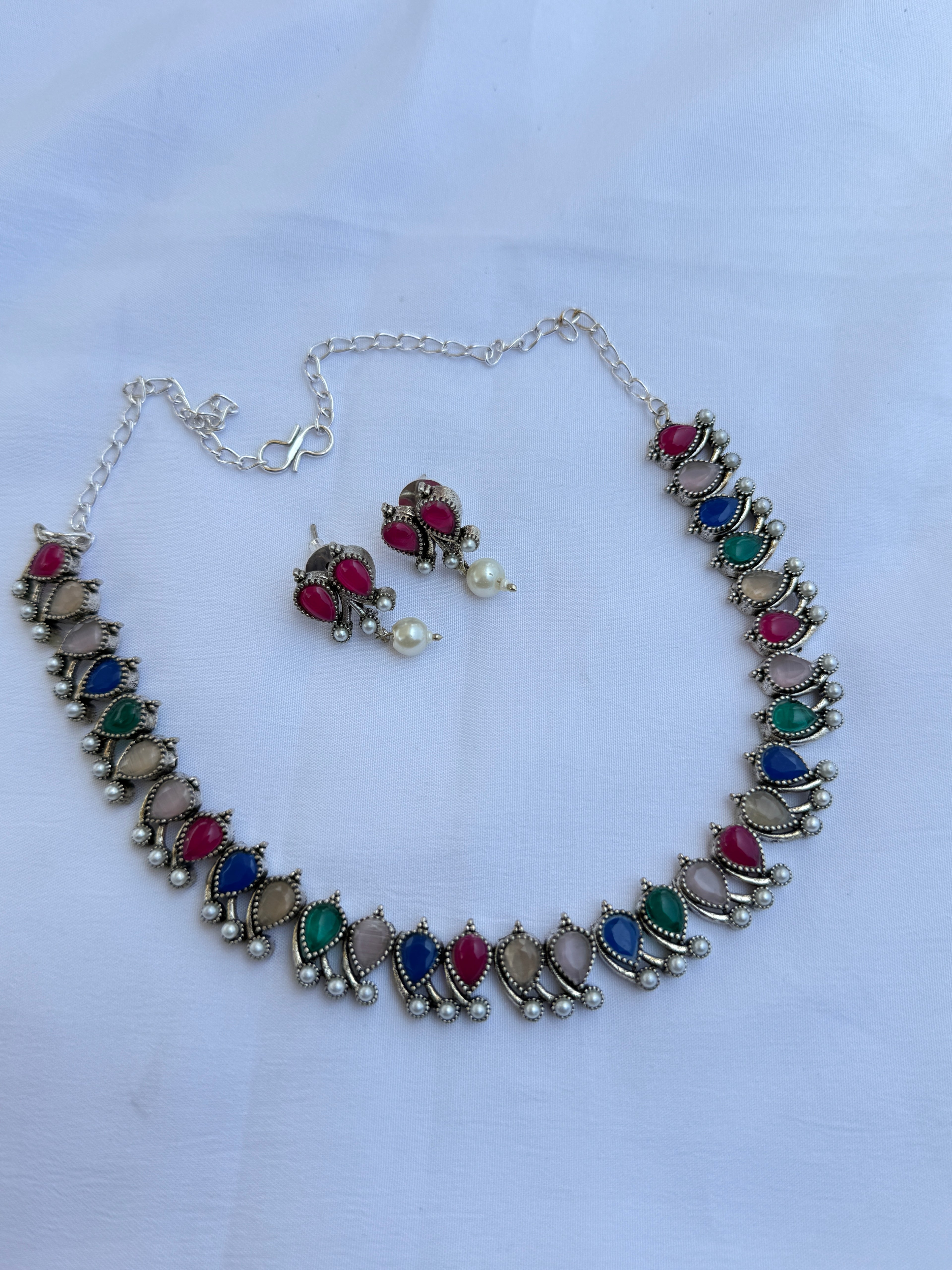 Ox105 drop multi Oxidised neckset