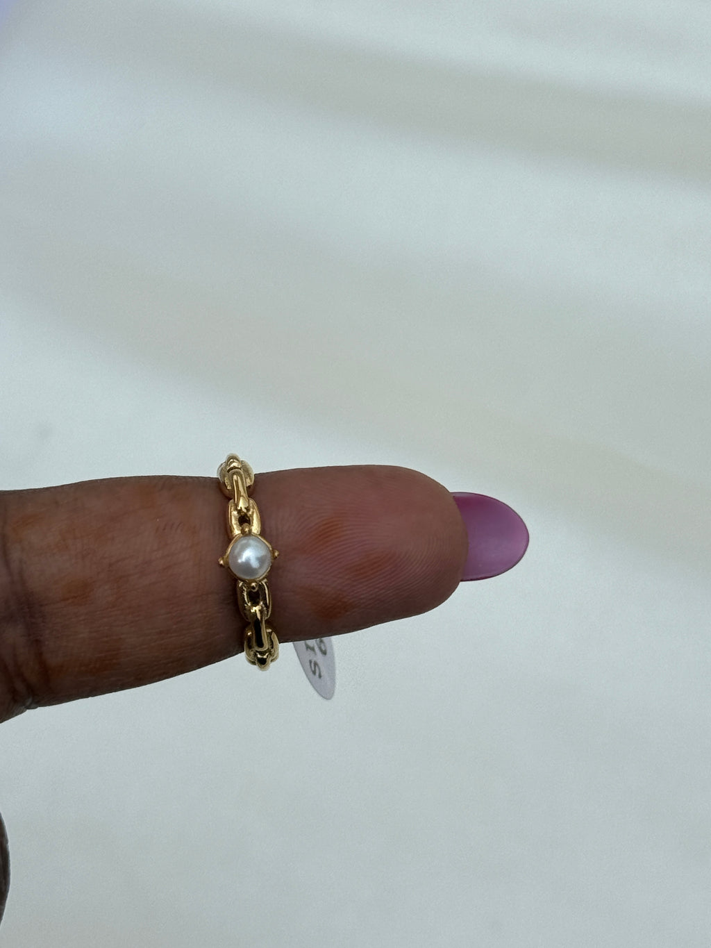 Rg065 anti tarnish pearl finger ring