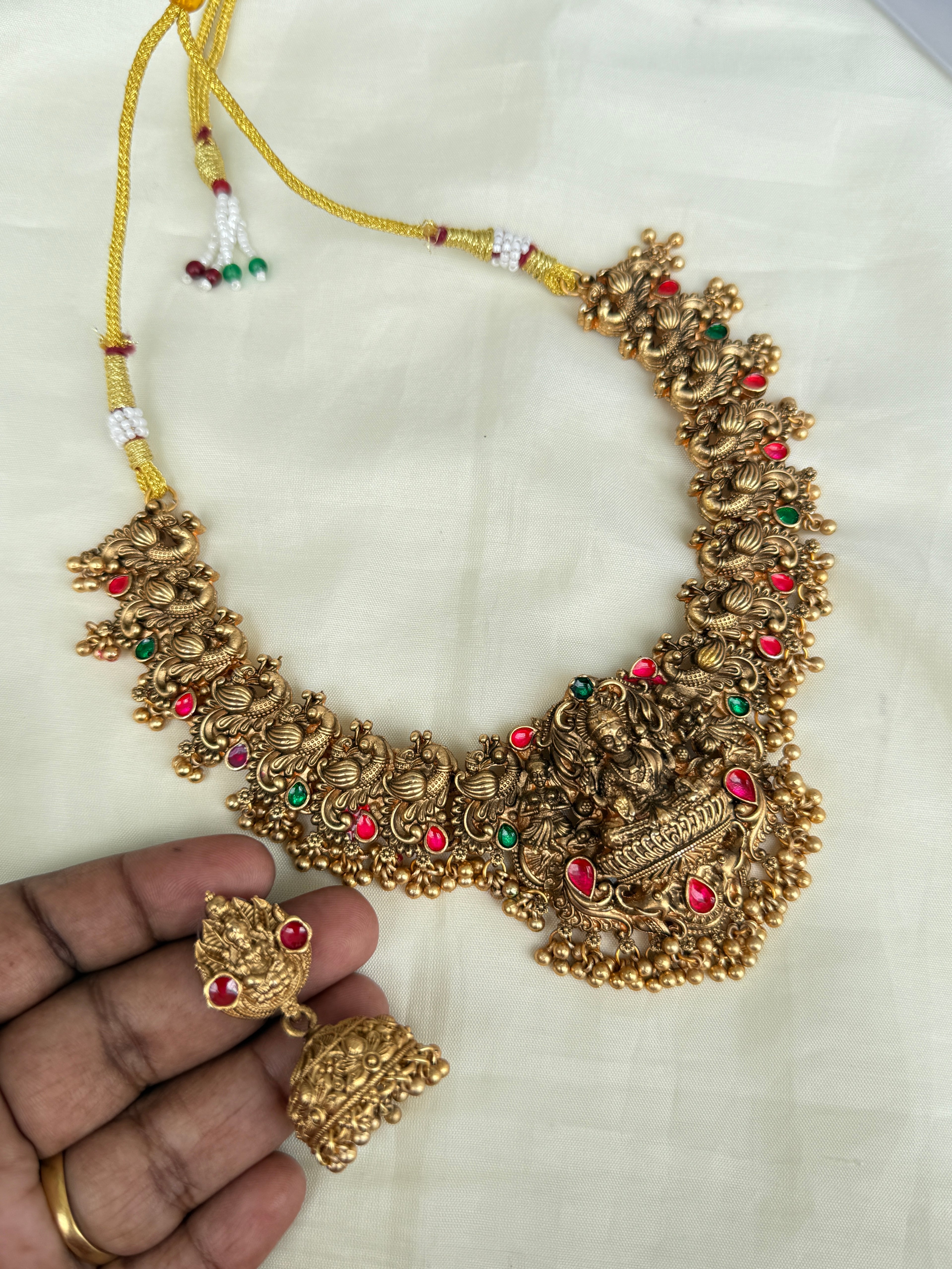 Ns287 multi Lakshmi Devi neckset with earrings