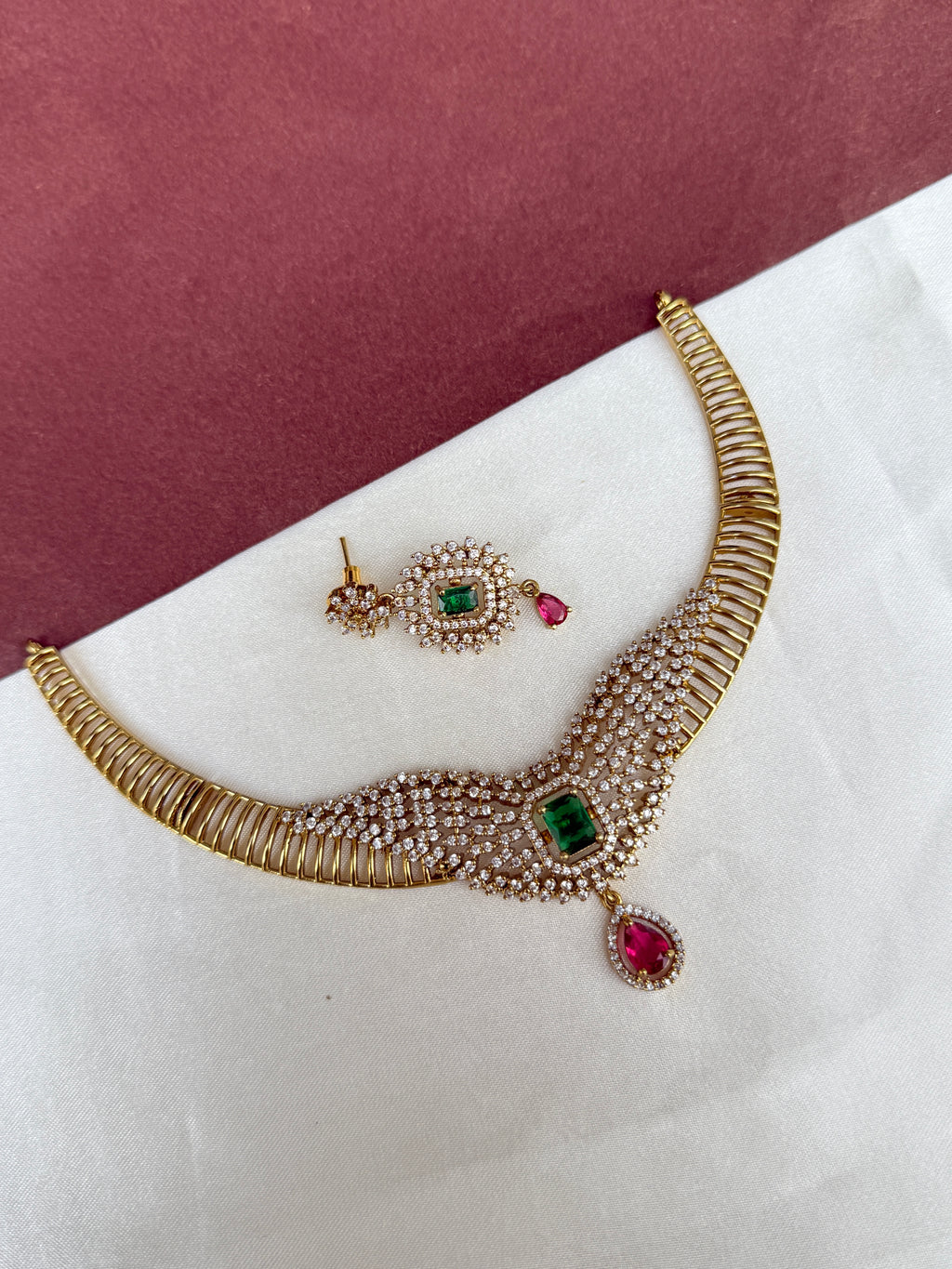 Ns346 multi zircon Kante with earrings