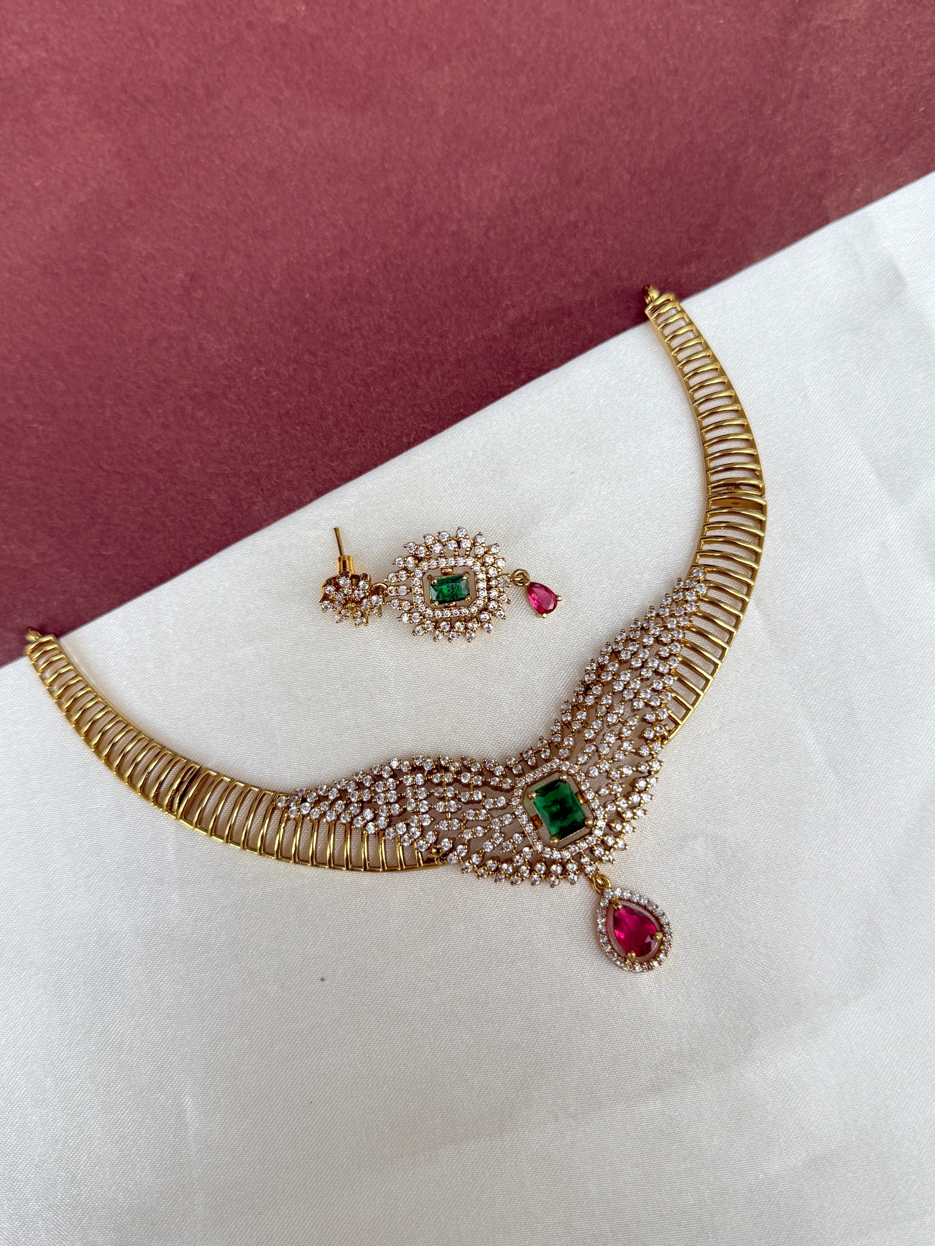 Ns346 multi zircon Kante with earrings
