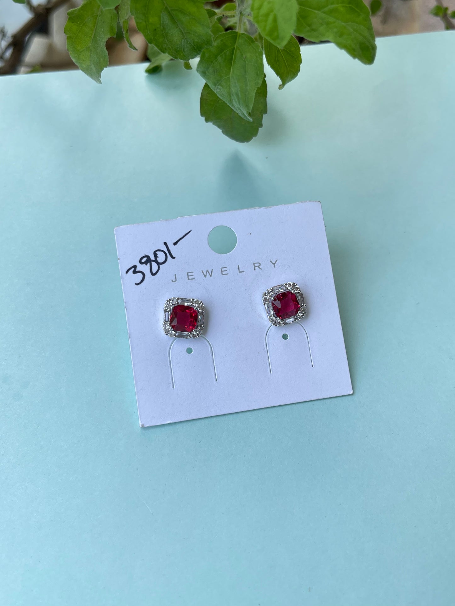 Silver square studs in 3 colors