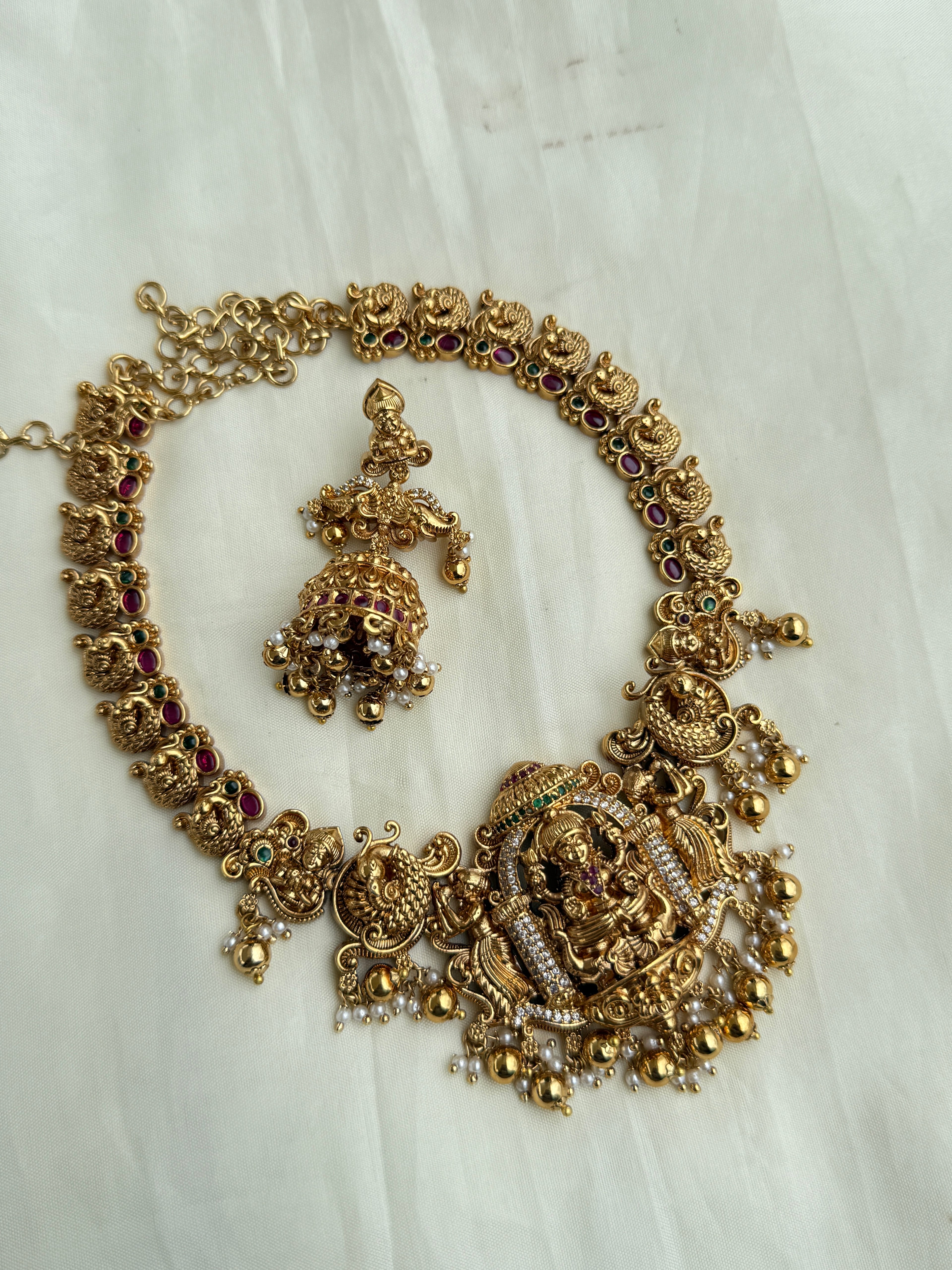 Ns289 nakshi lakshmi devi peacock neckset