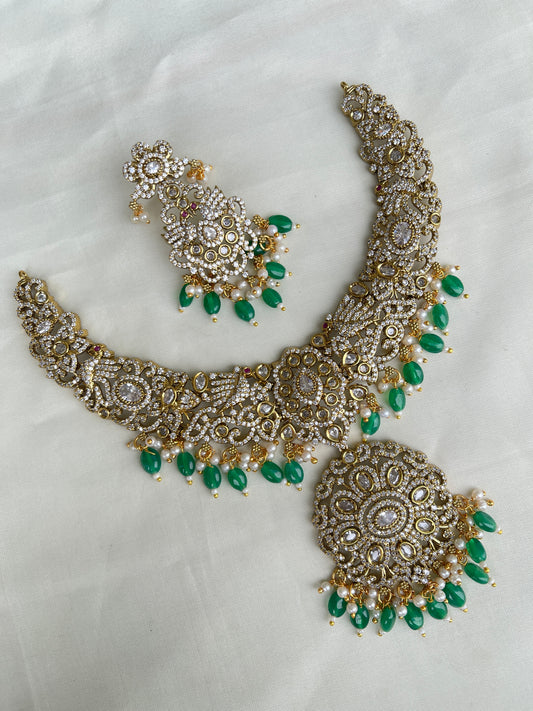 Victorian green beads neckset