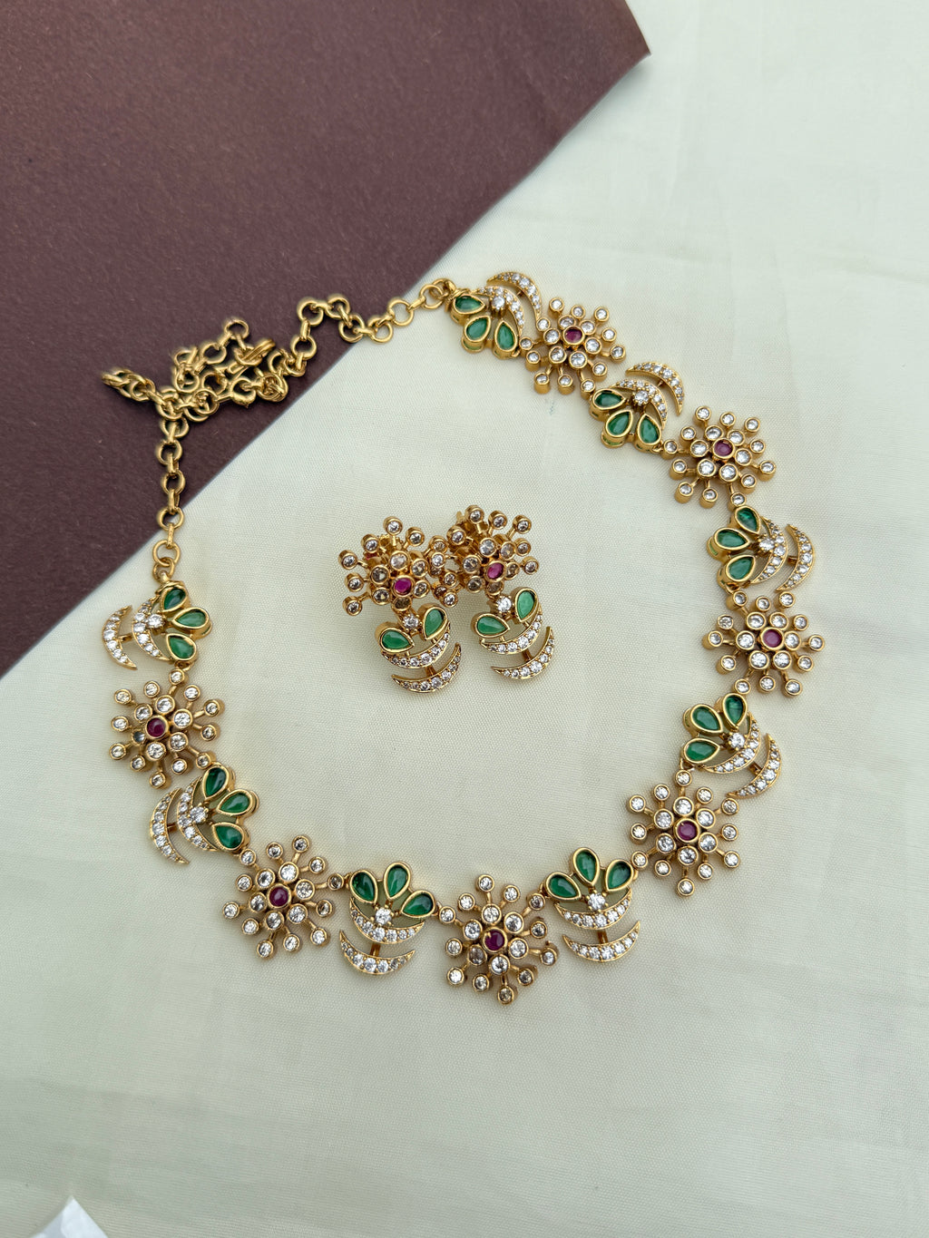 Ns284 multi flower tree neckset with earrings