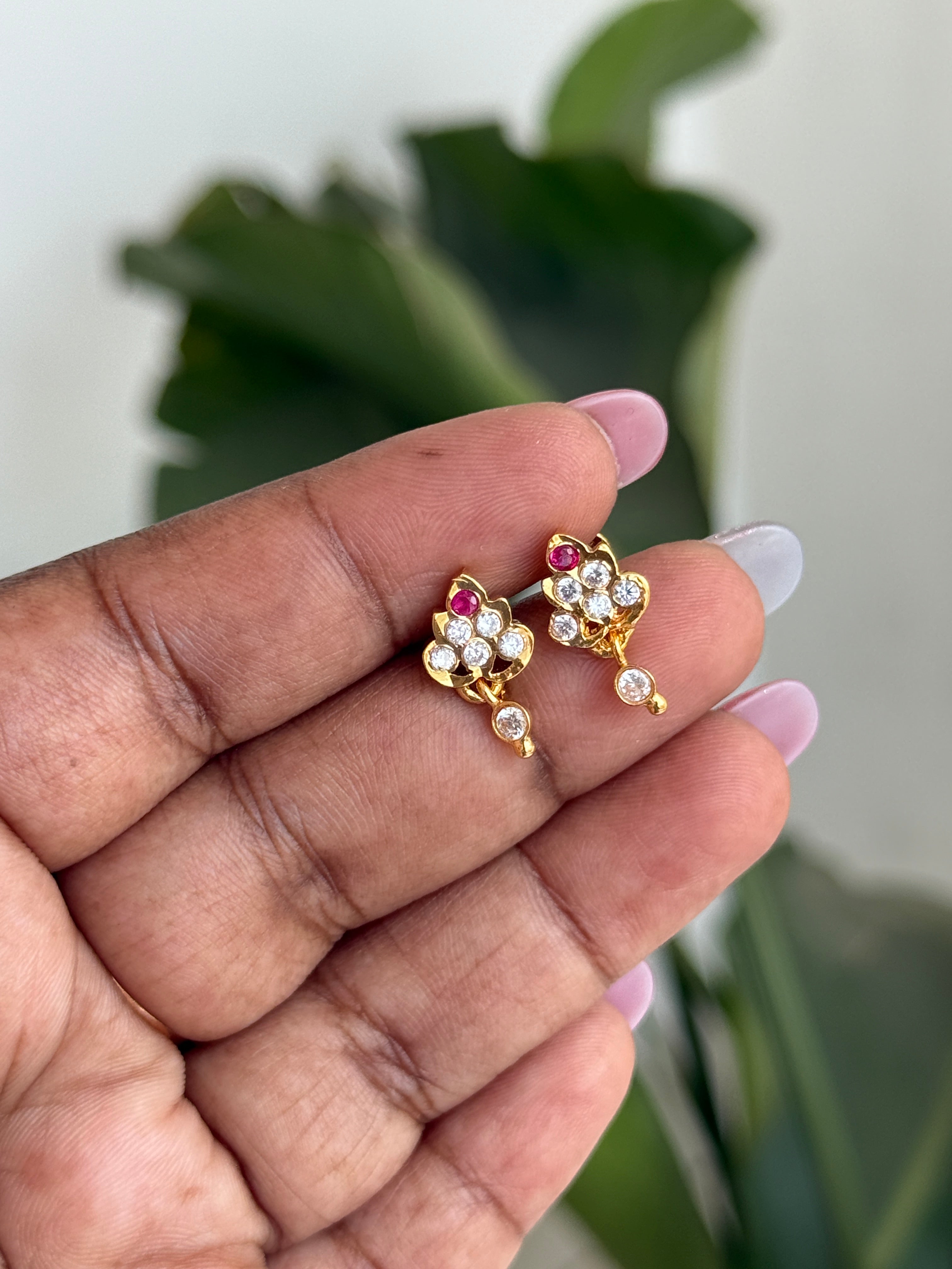 Ph213 panchaloham hanging earrings with back screw earrings