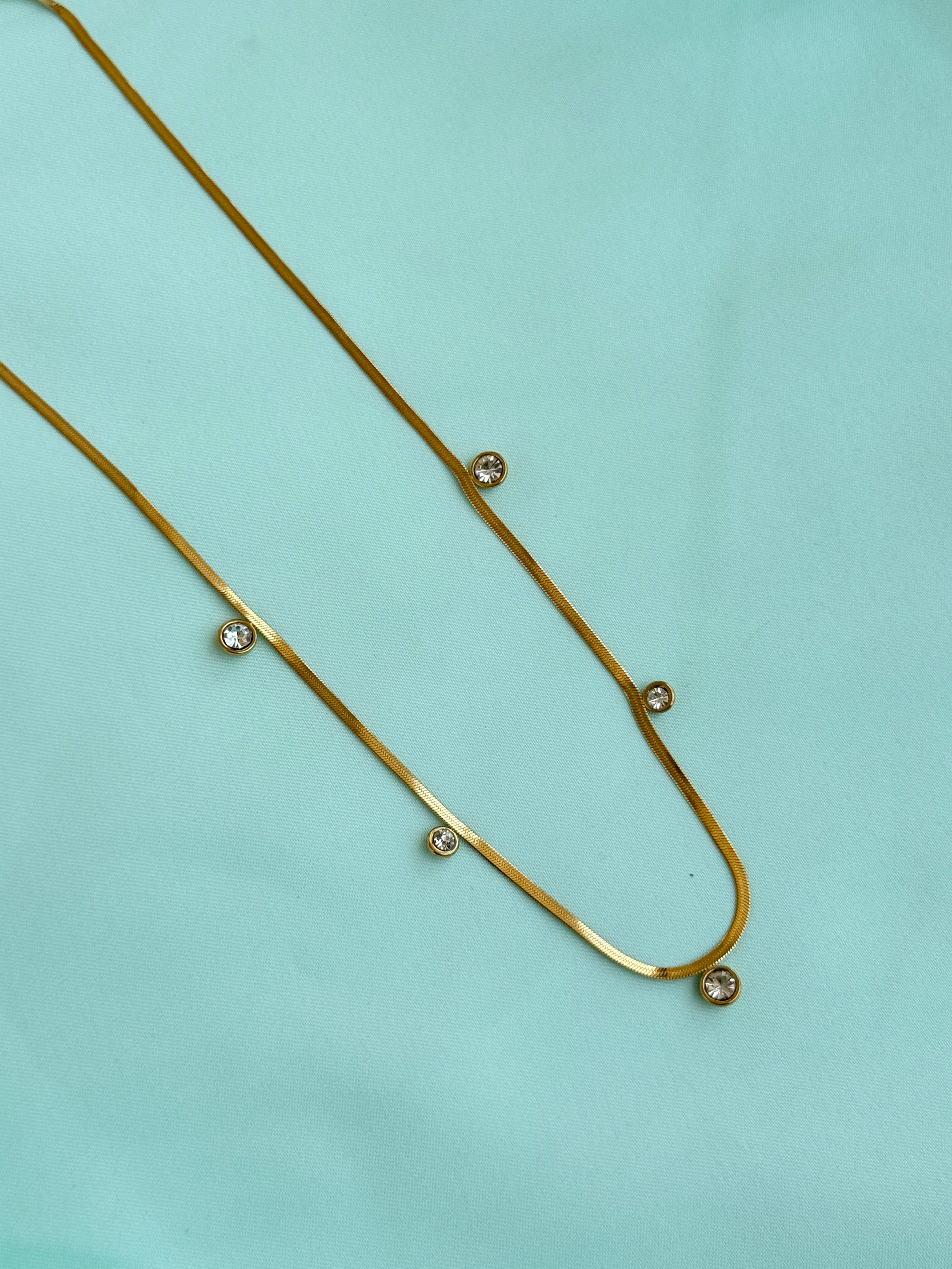 Dc061 anti tarnish white stones 18inches adjustable daily wear chains