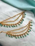 Unique 3 layers pearls and leaf design green beads Chempaswaralu ch246