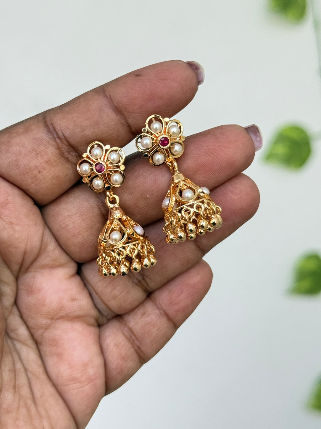 Ph368 panchaloham pearl butta earrings