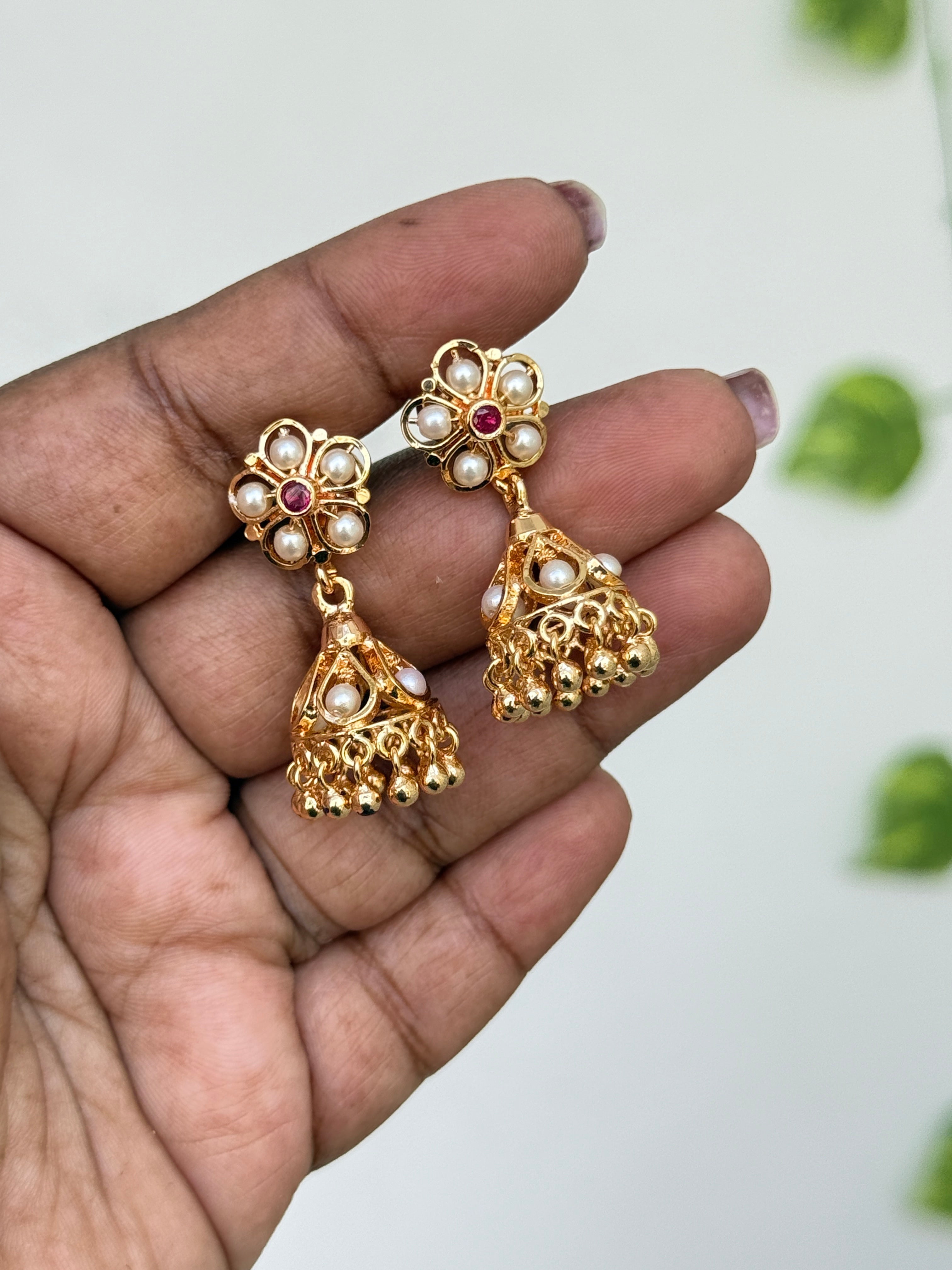 Ph368 panchaloham pearl butta earrings