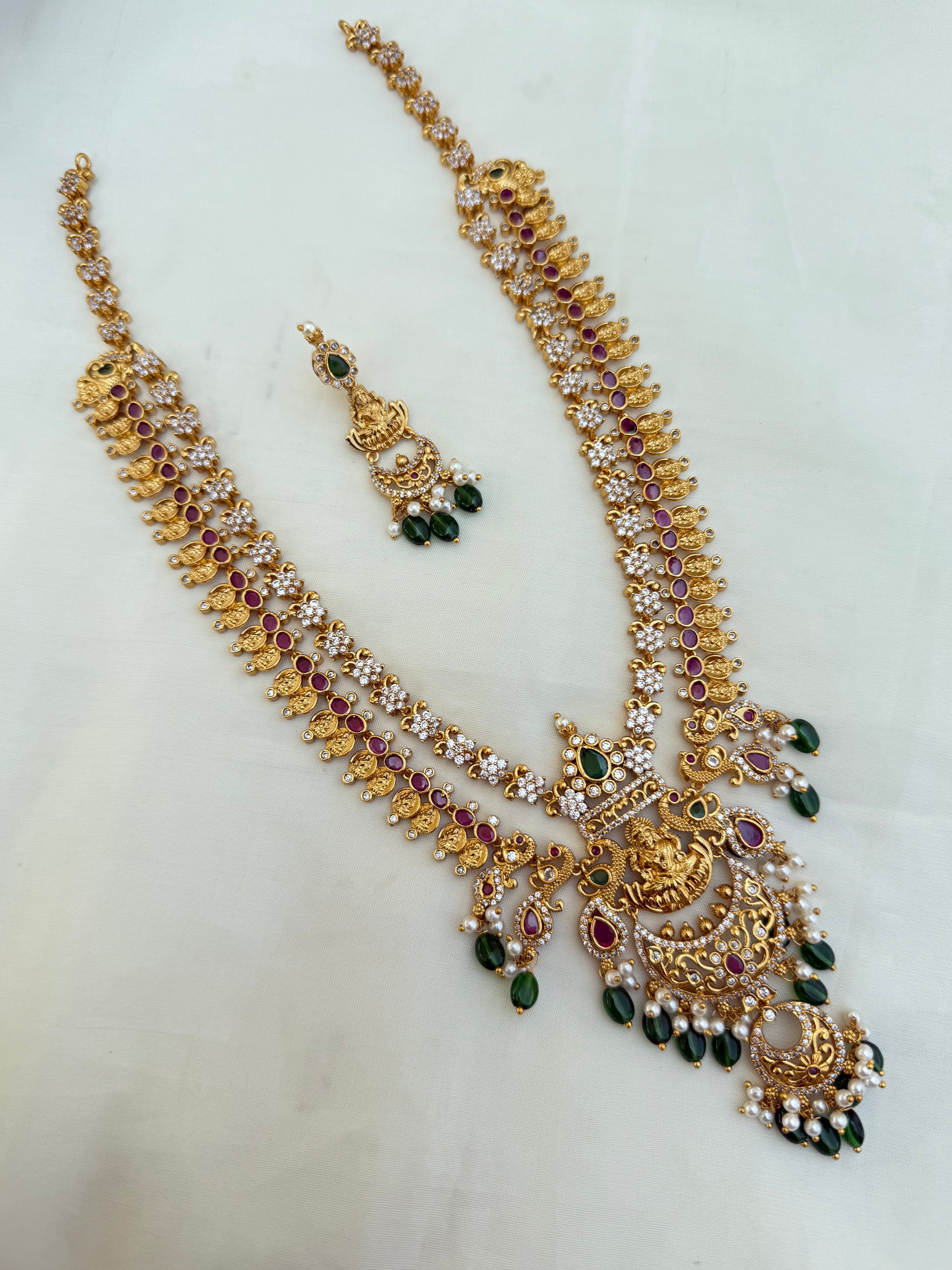 Heavy Lakshmi devi cz long haram Lh2040
