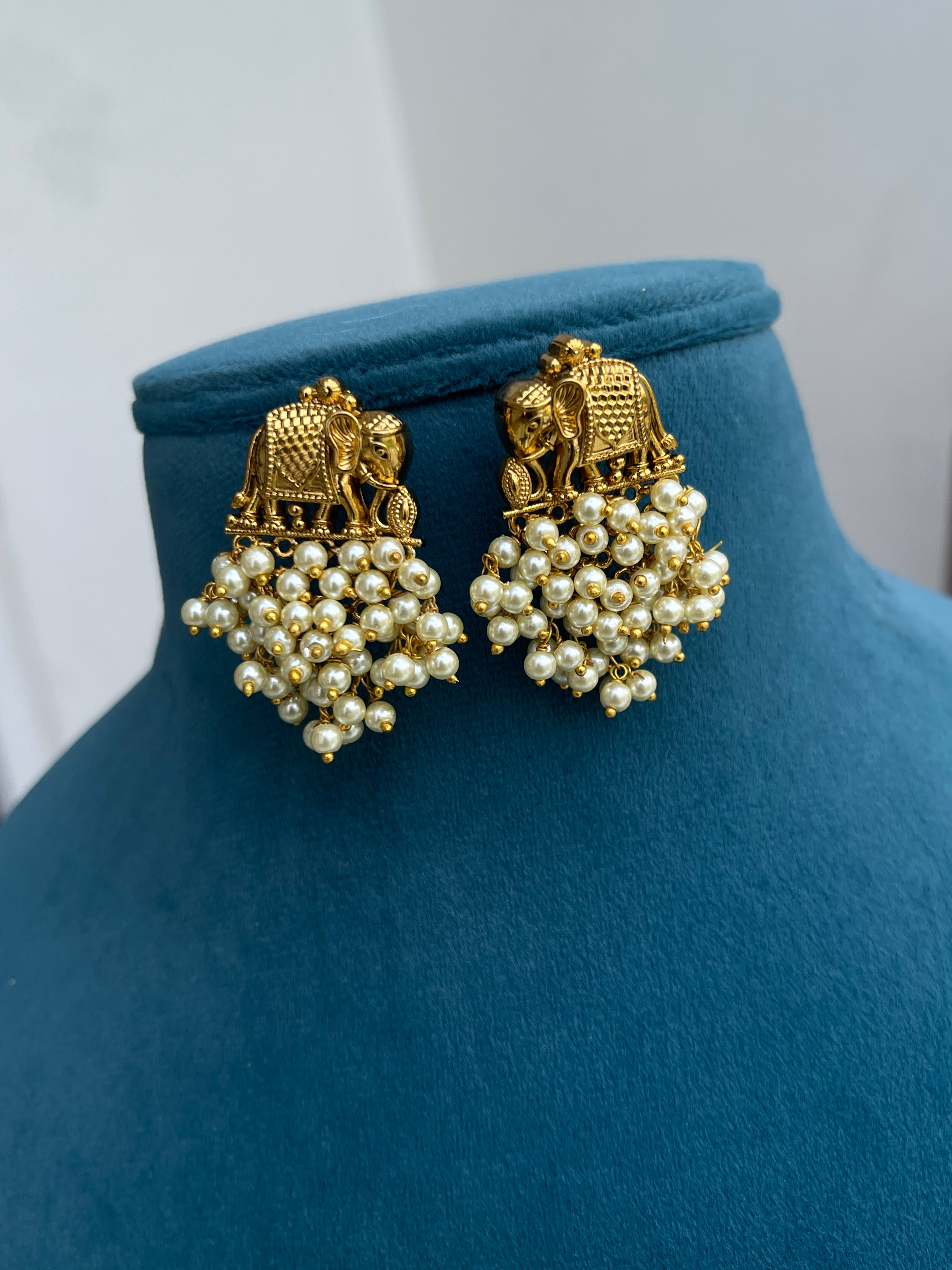 Elephant pearl earrings