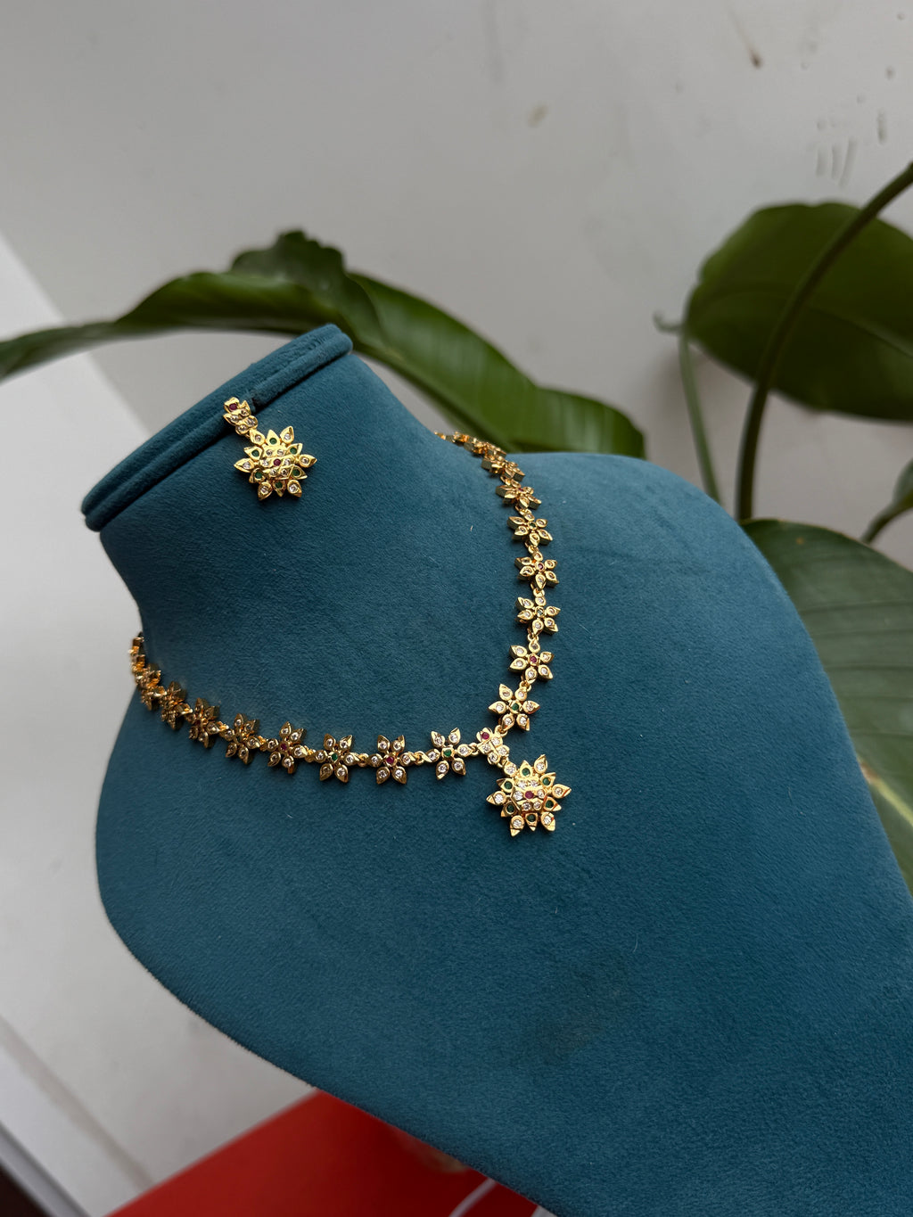 Ph068 panchaloham multi neckset with back screw earrings