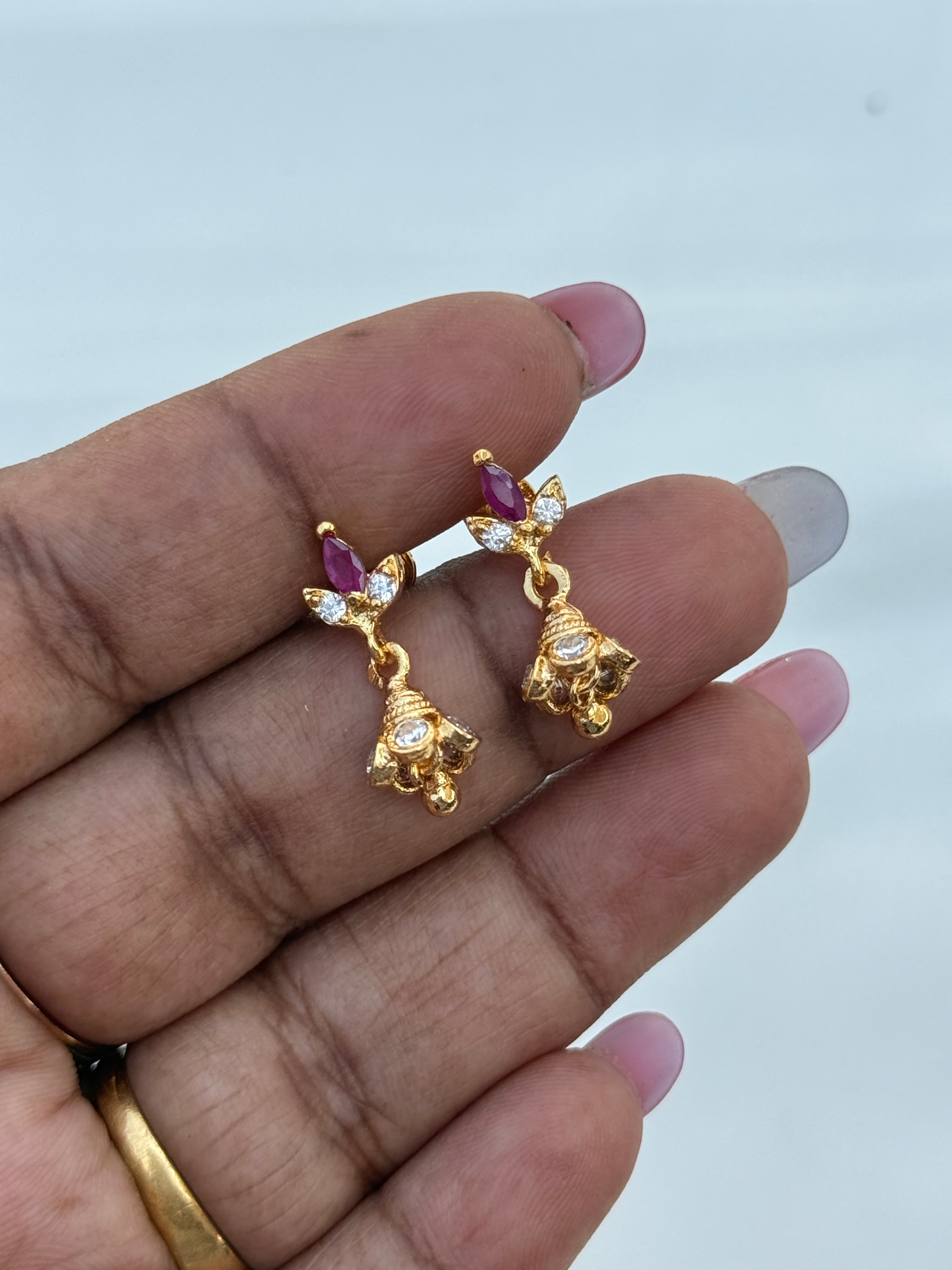 Ph229 panchaloham small butta earrings back screw earrings