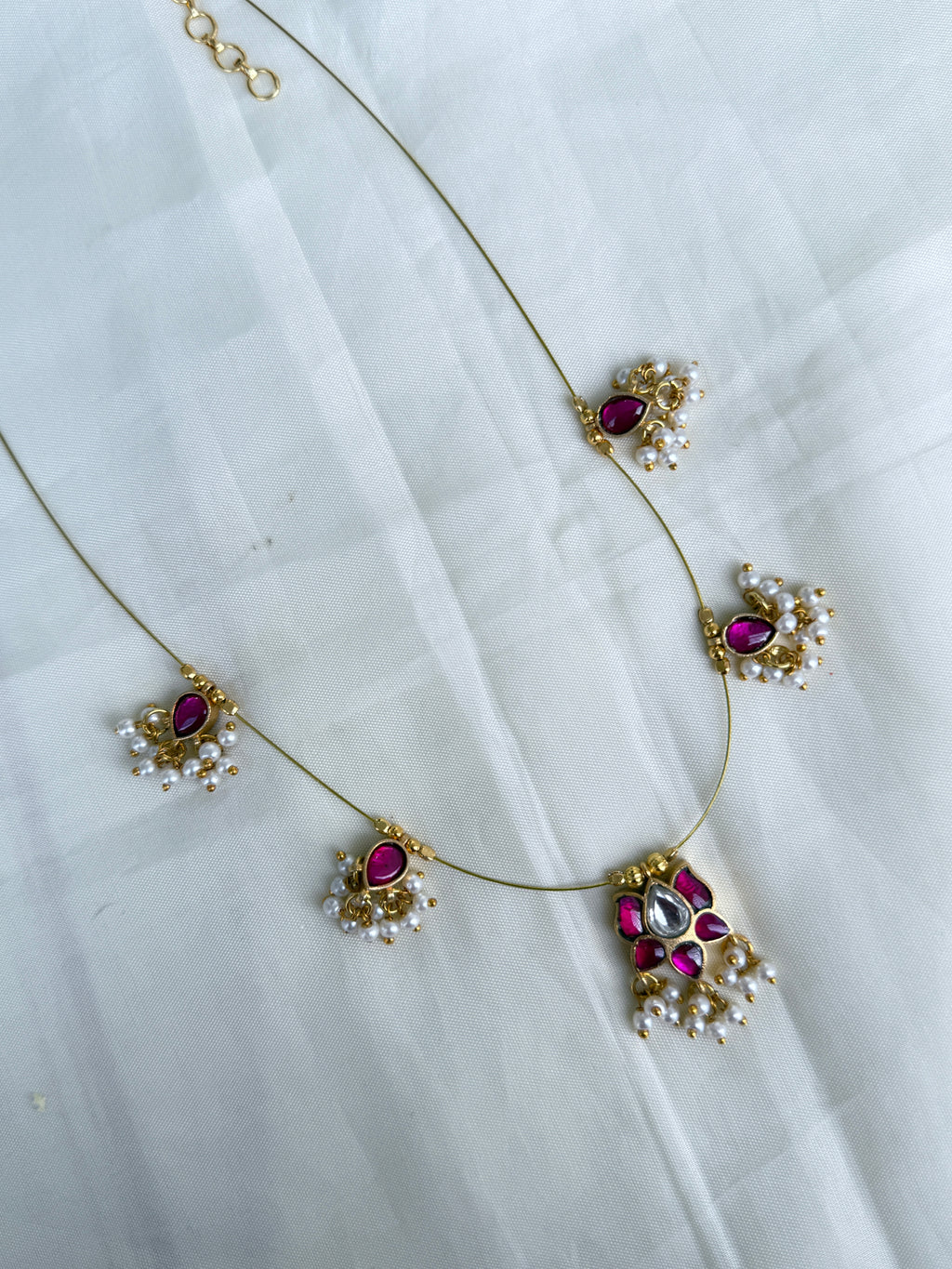 Invisible chain with jadau kundan pendant
