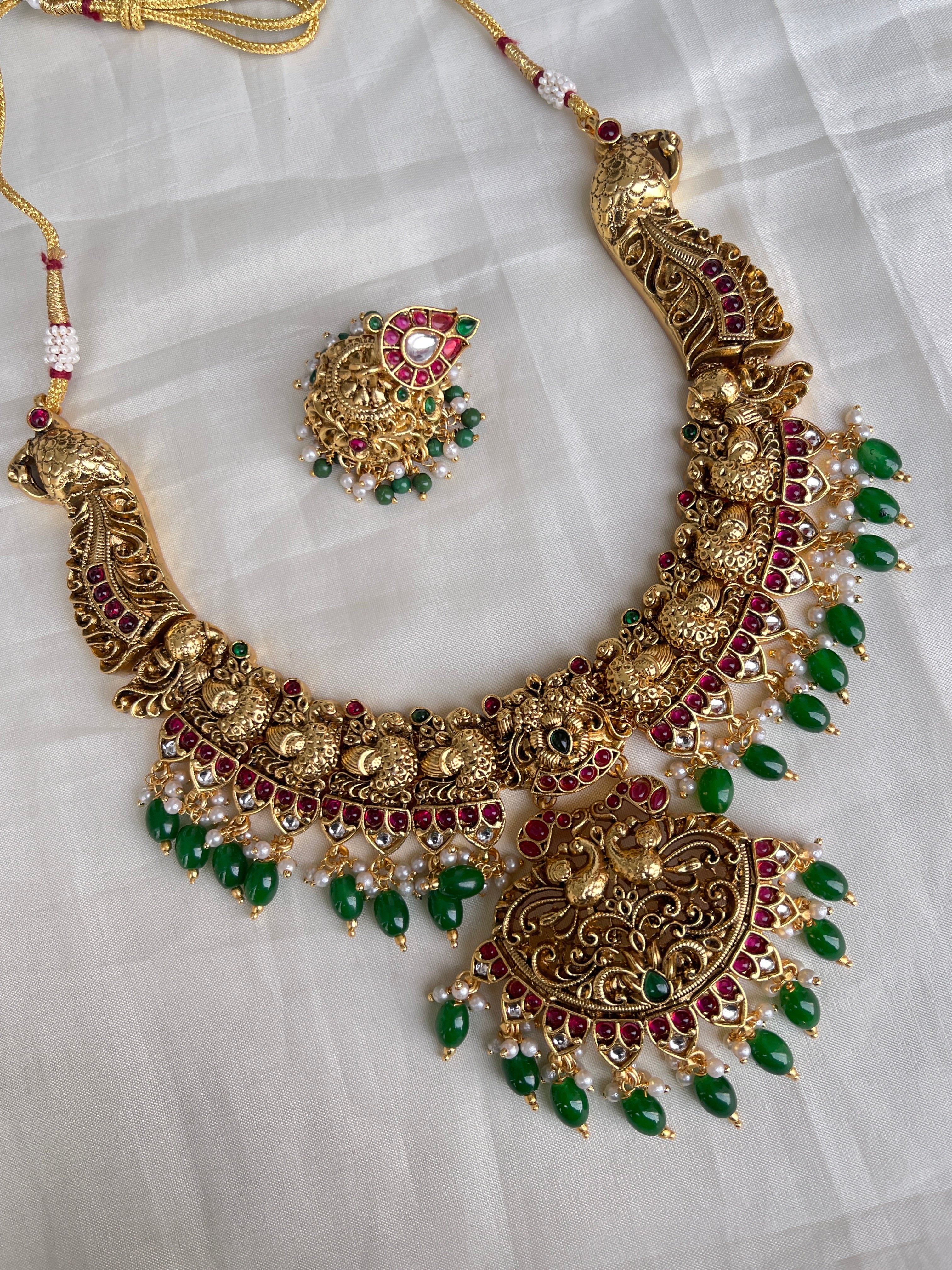Heavy nakshi Kemp neckset with butta earrings ns2010