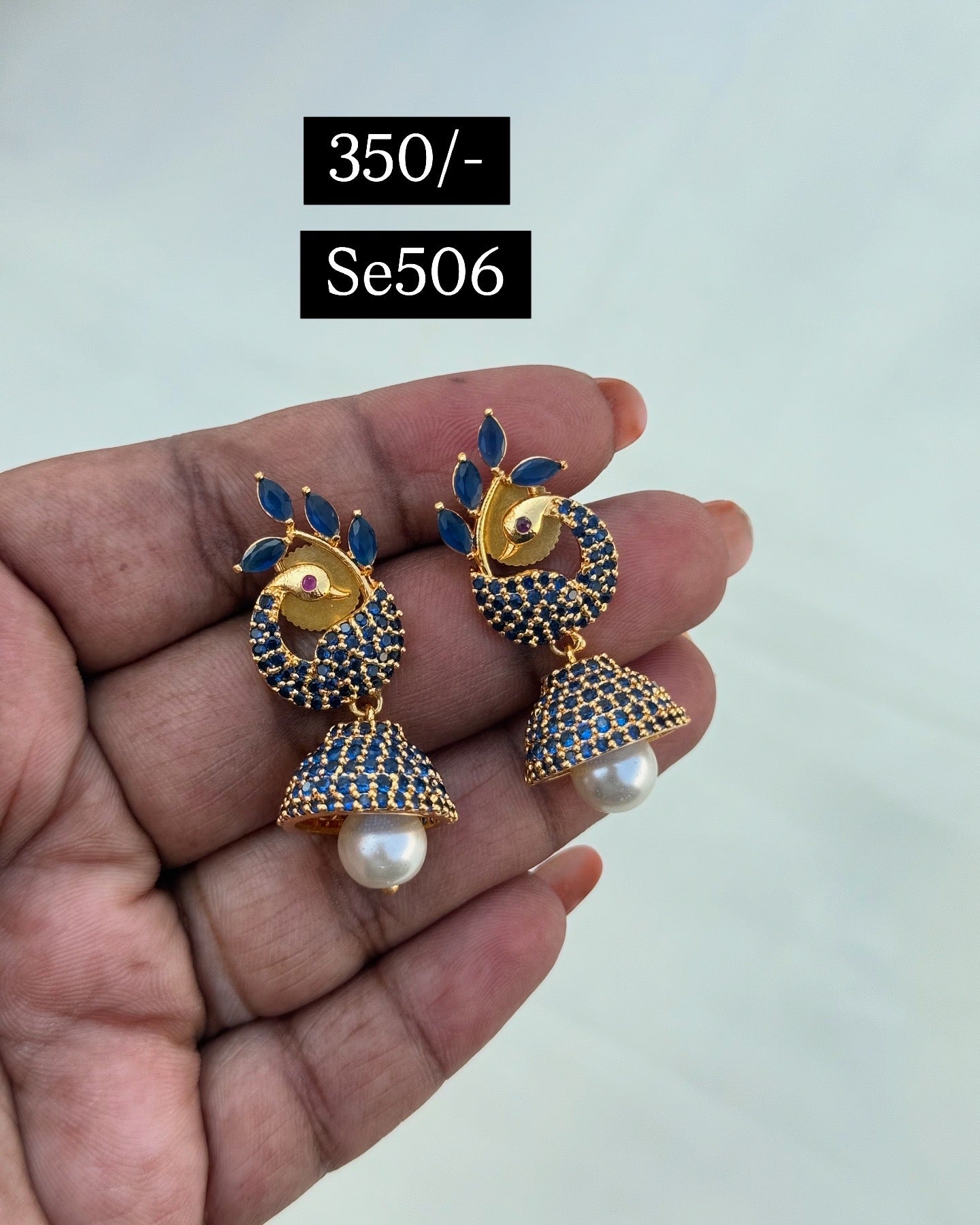 Se506 cz peacock butta Earrings