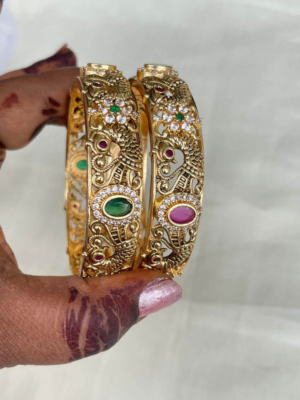 Peacock multi broad bangles sb521