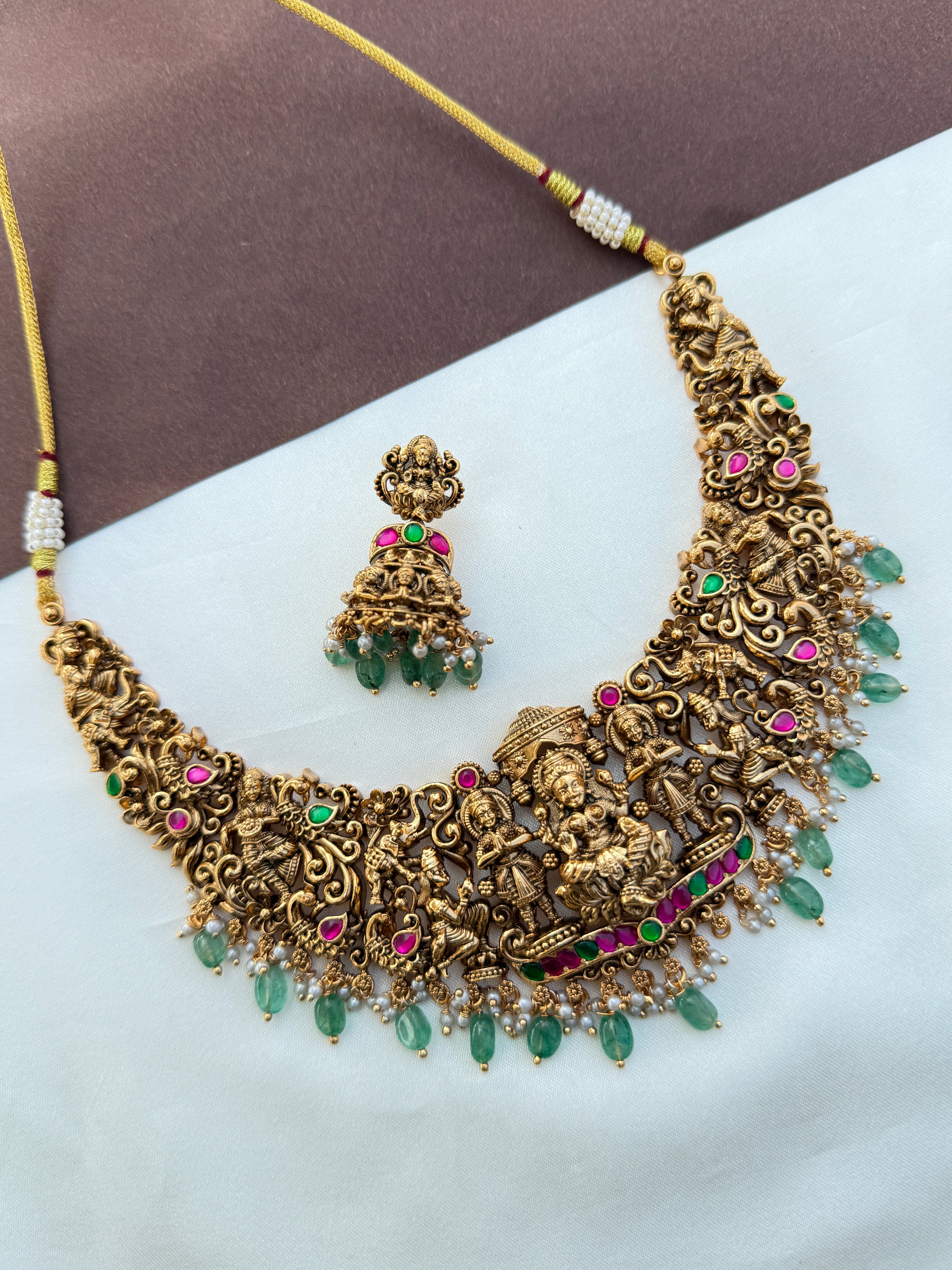 Ns596 nakshi Lakshmi Devi jadau Kundan neckset