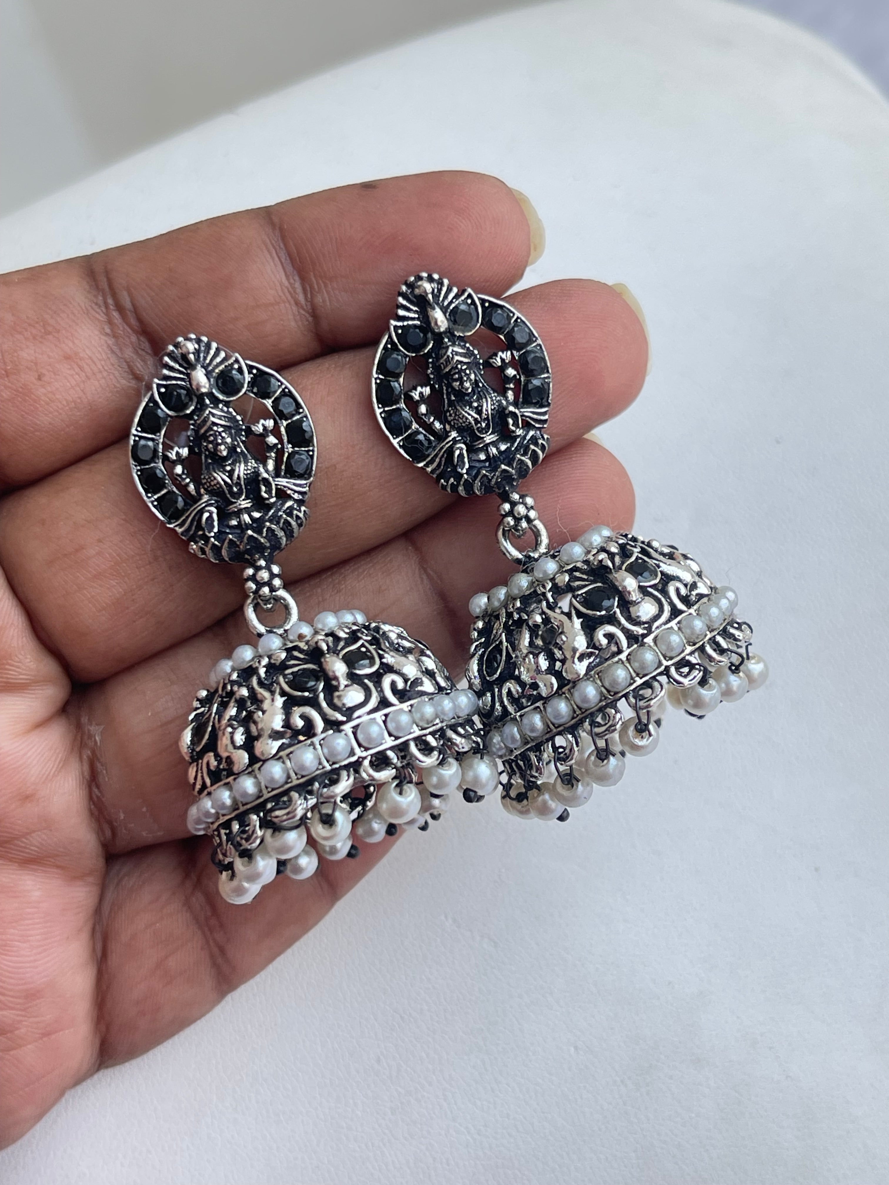 Lakshmi devi Oxidized lightweight butta earrings