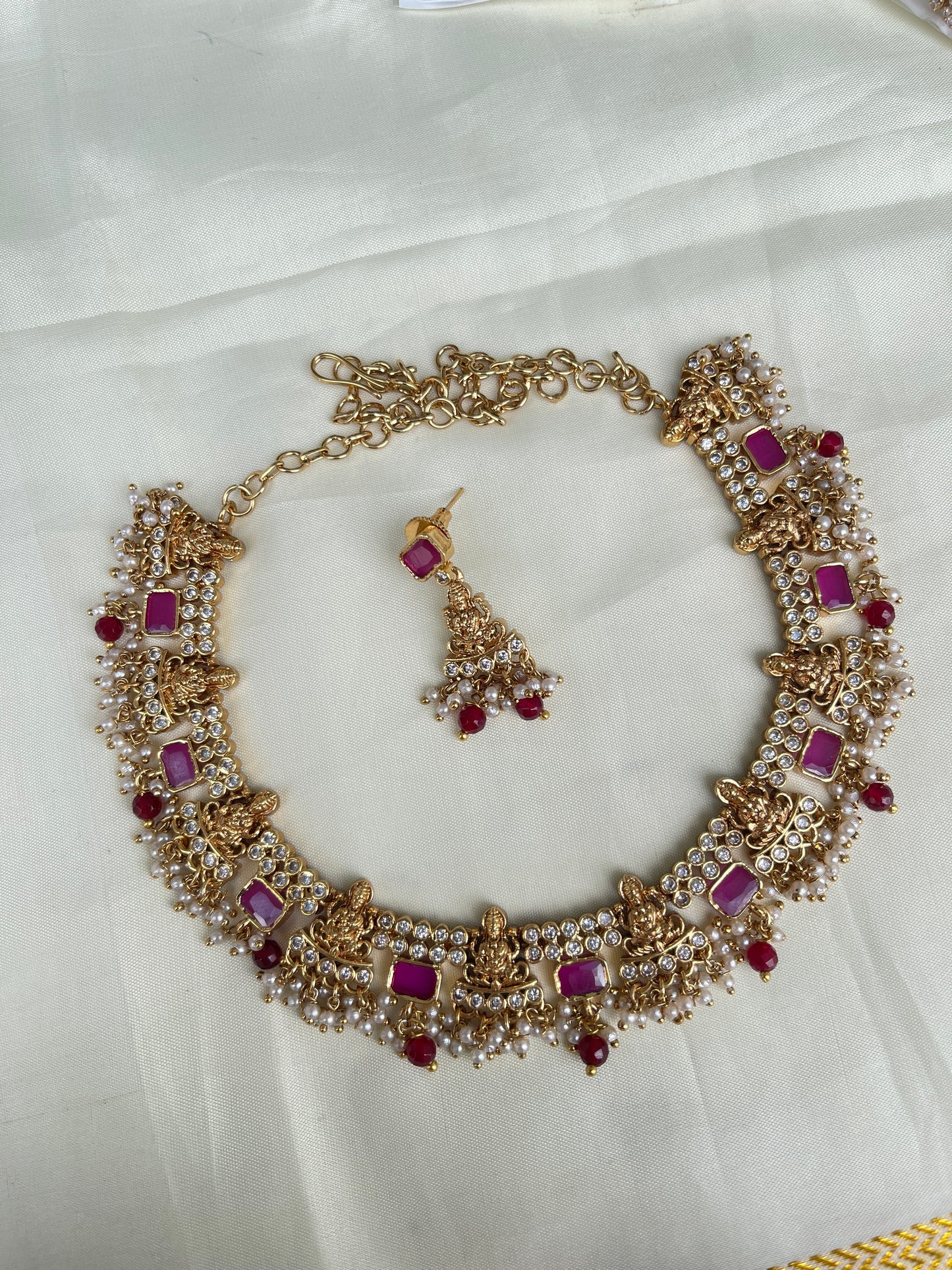 Ruby Lakshmi Devi cz neckset