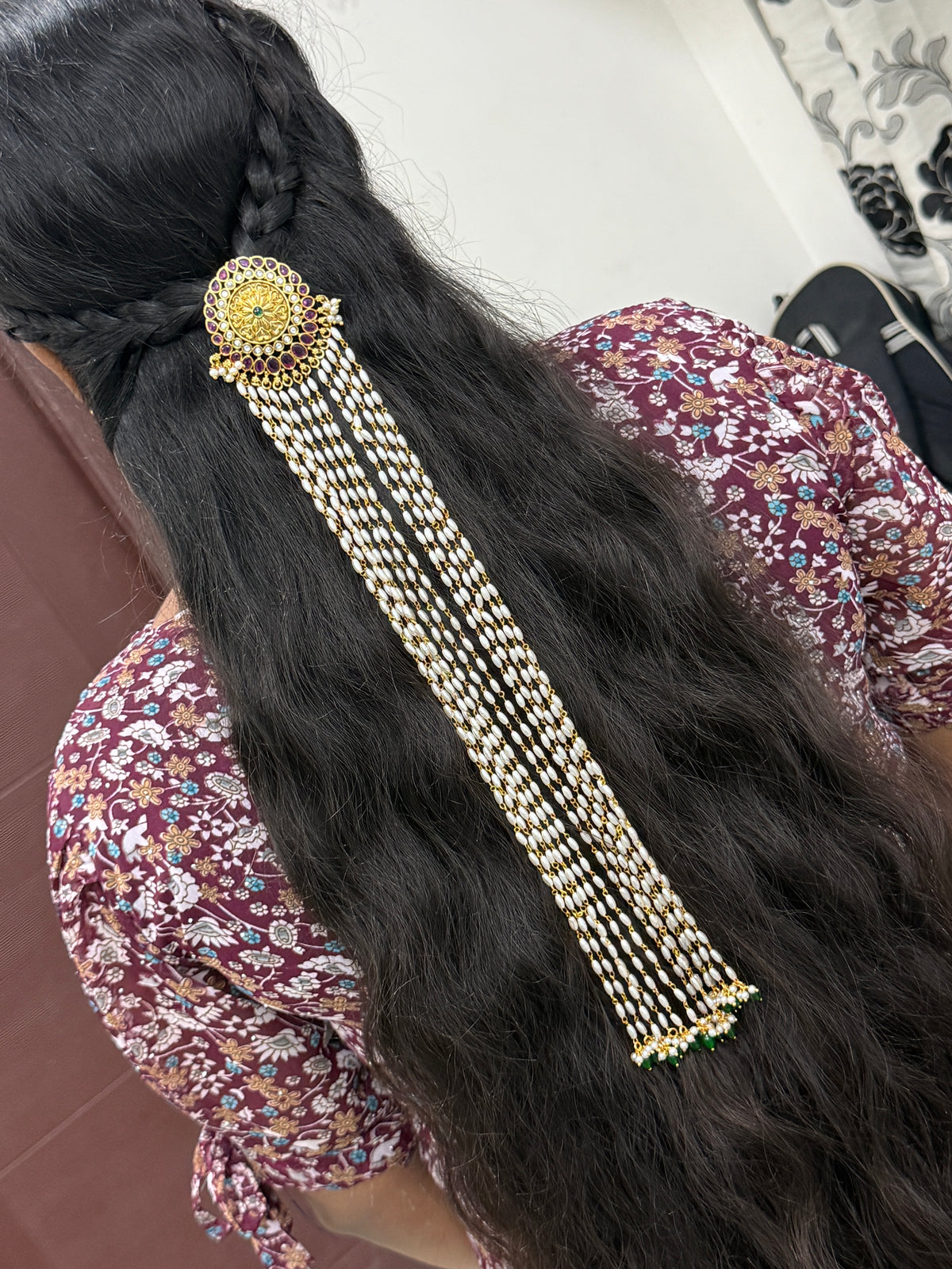 Royal kemp stones and Pearl with green beads jada billa jd011