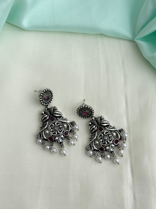 Er210 oxidised chandbalis earrings