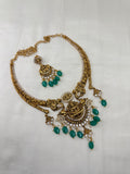 Ns315 Lakshmi Devi green beads kante