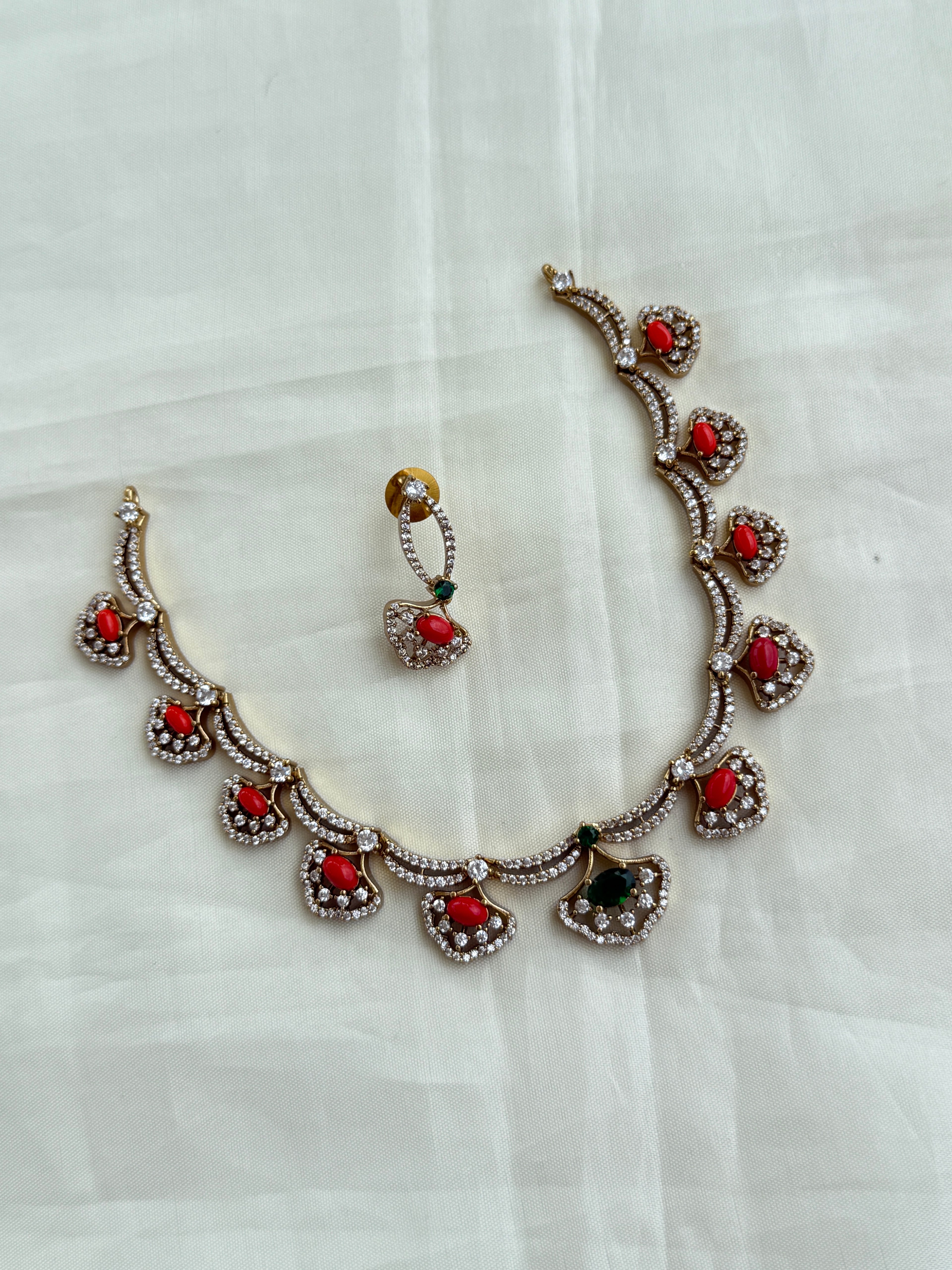 Ns211 purple corals neckset with earrings