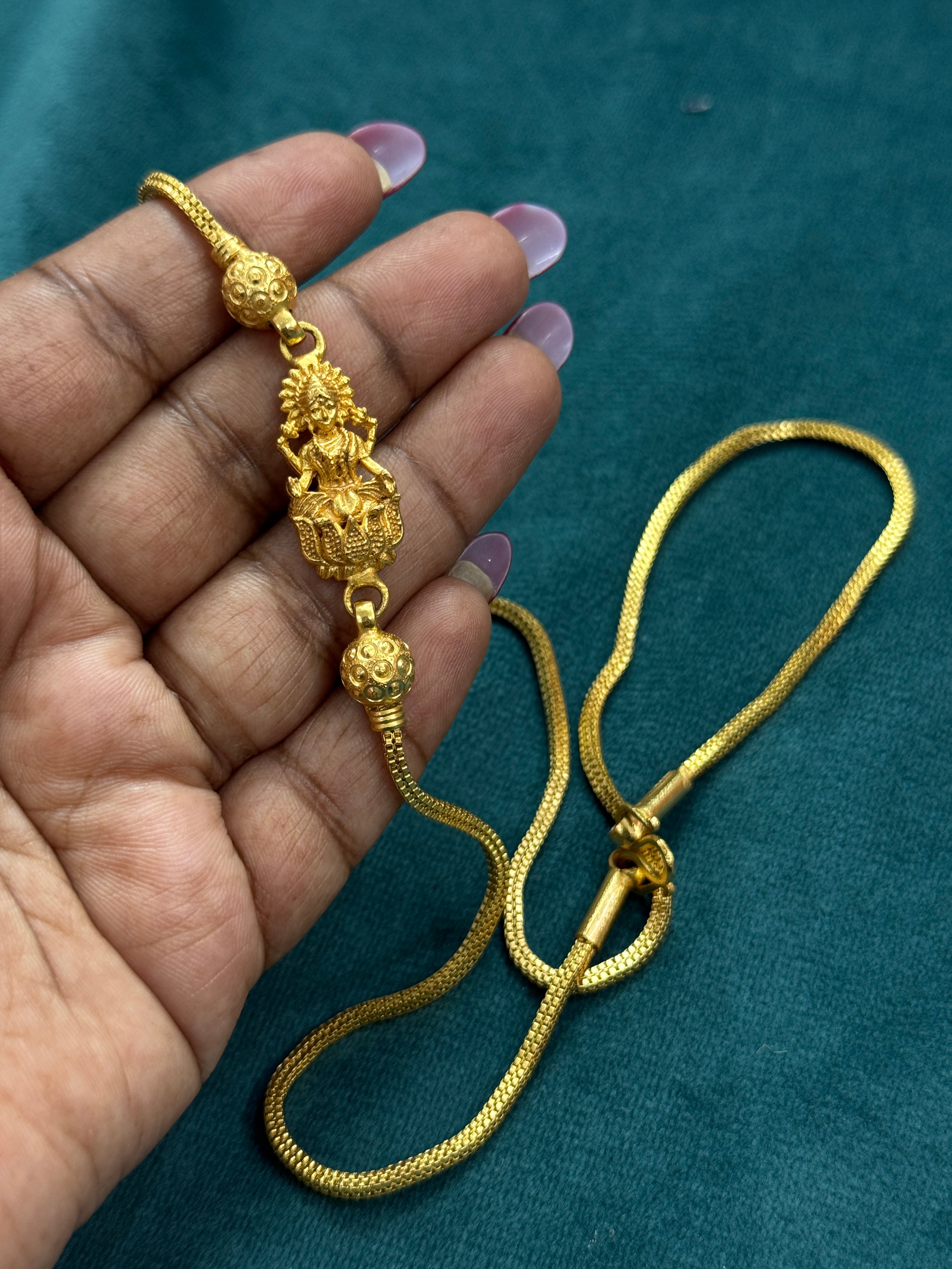Tc040 panchaloham unpolished lakshmidevi gold ball thali chain
