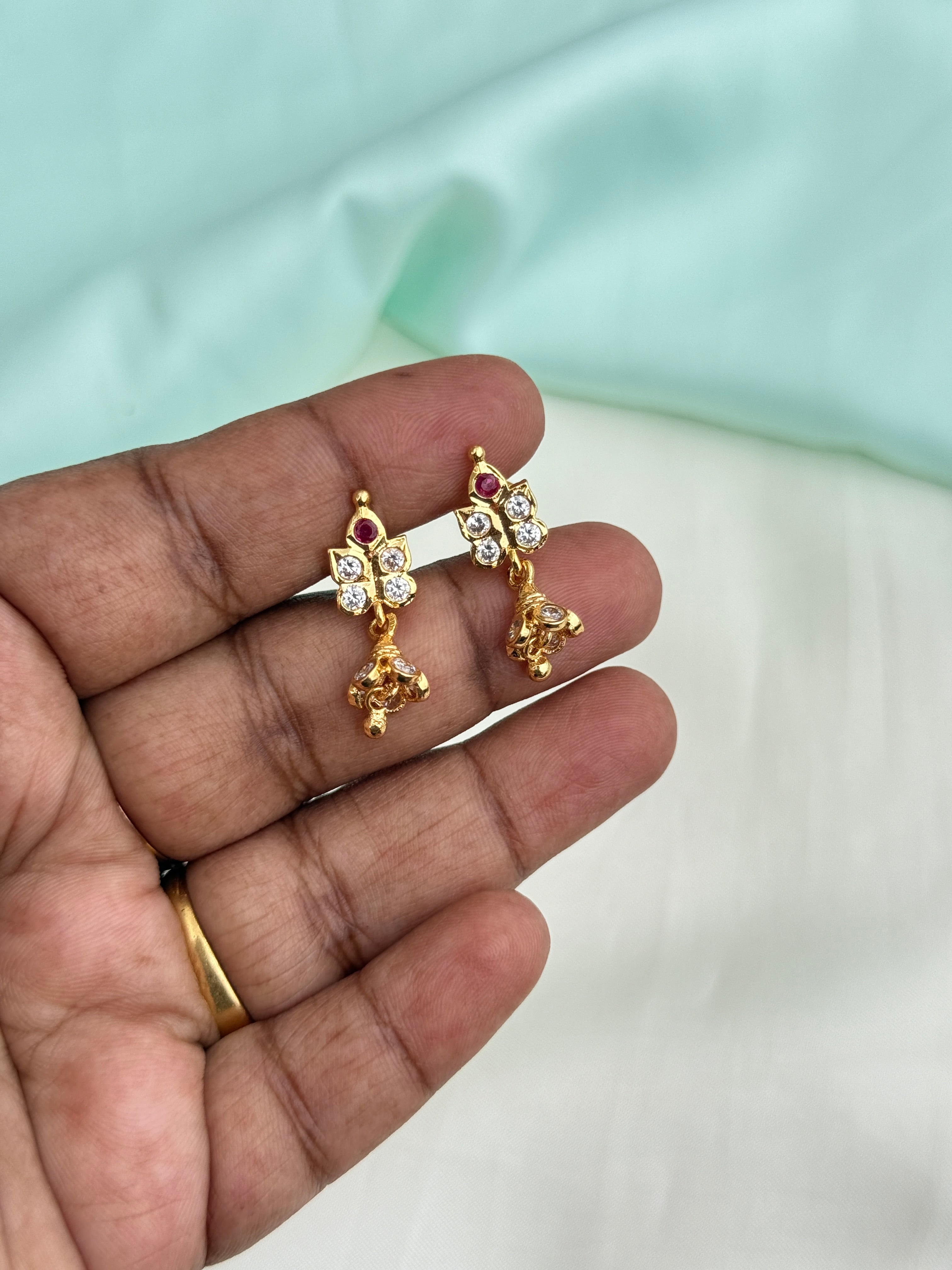 Ph530 panchaloham stones butta back screw earrings