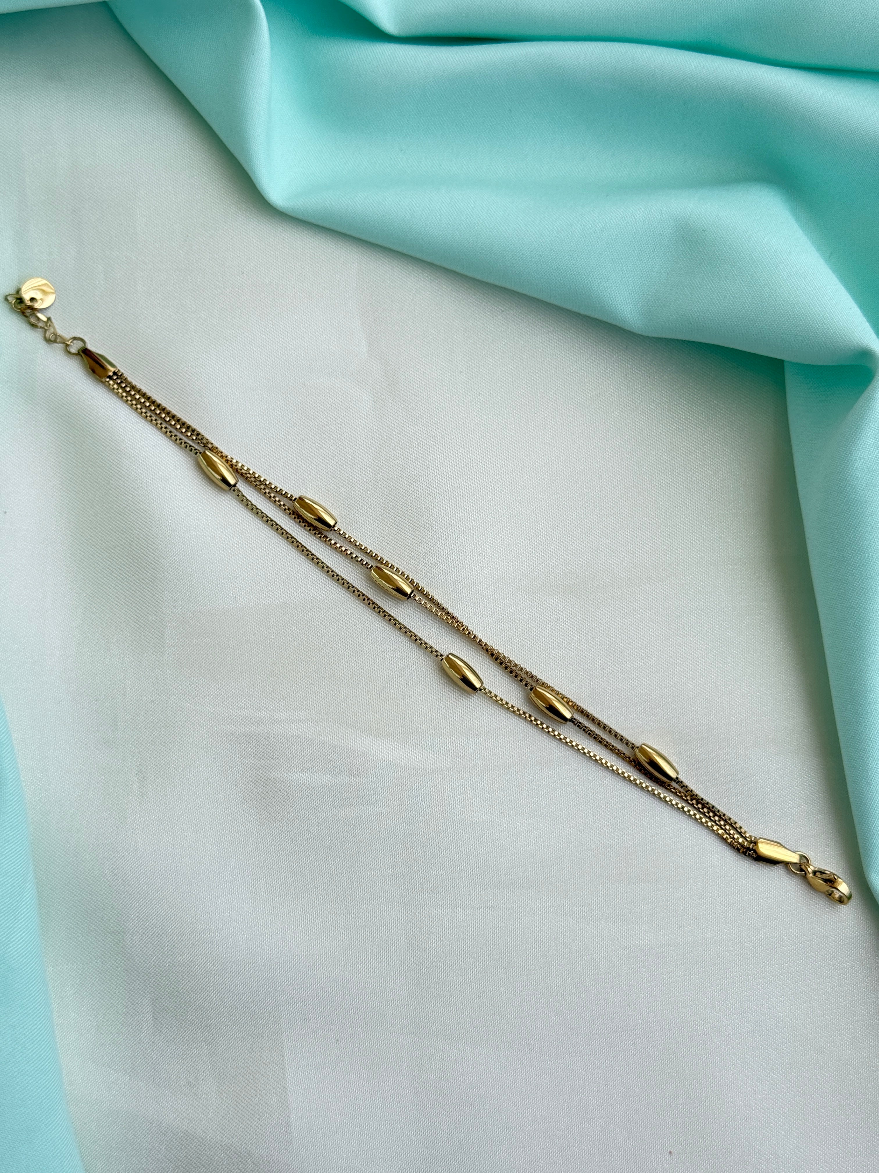 Ab563 anti tarnish 8 inches 3 layers adjusted chain bracelet