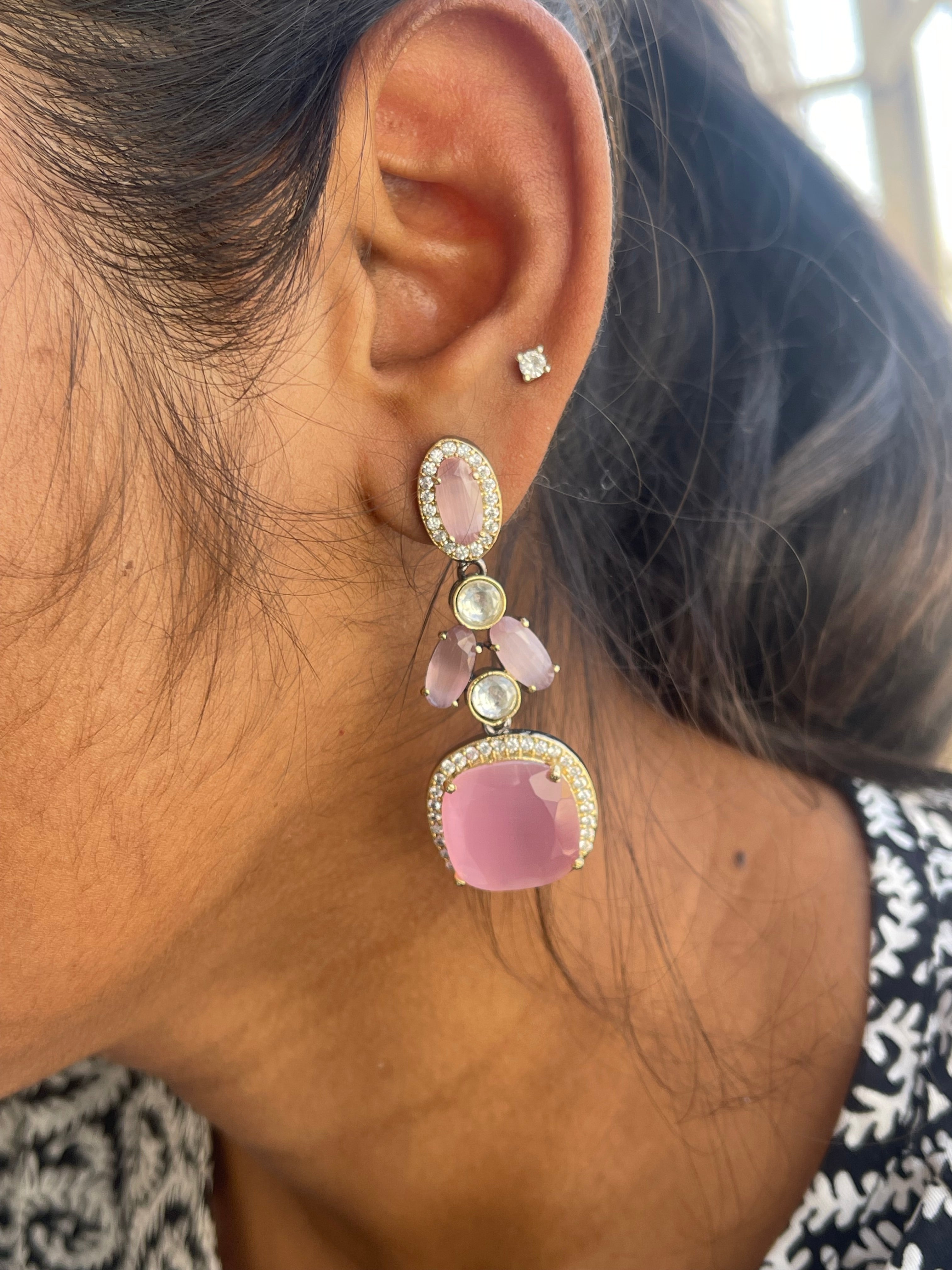 Western premium square earrings in 3 colors sen10