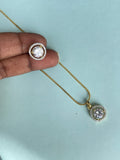 Solitaire pendant with Earrings in gold ,silver, rose-gold