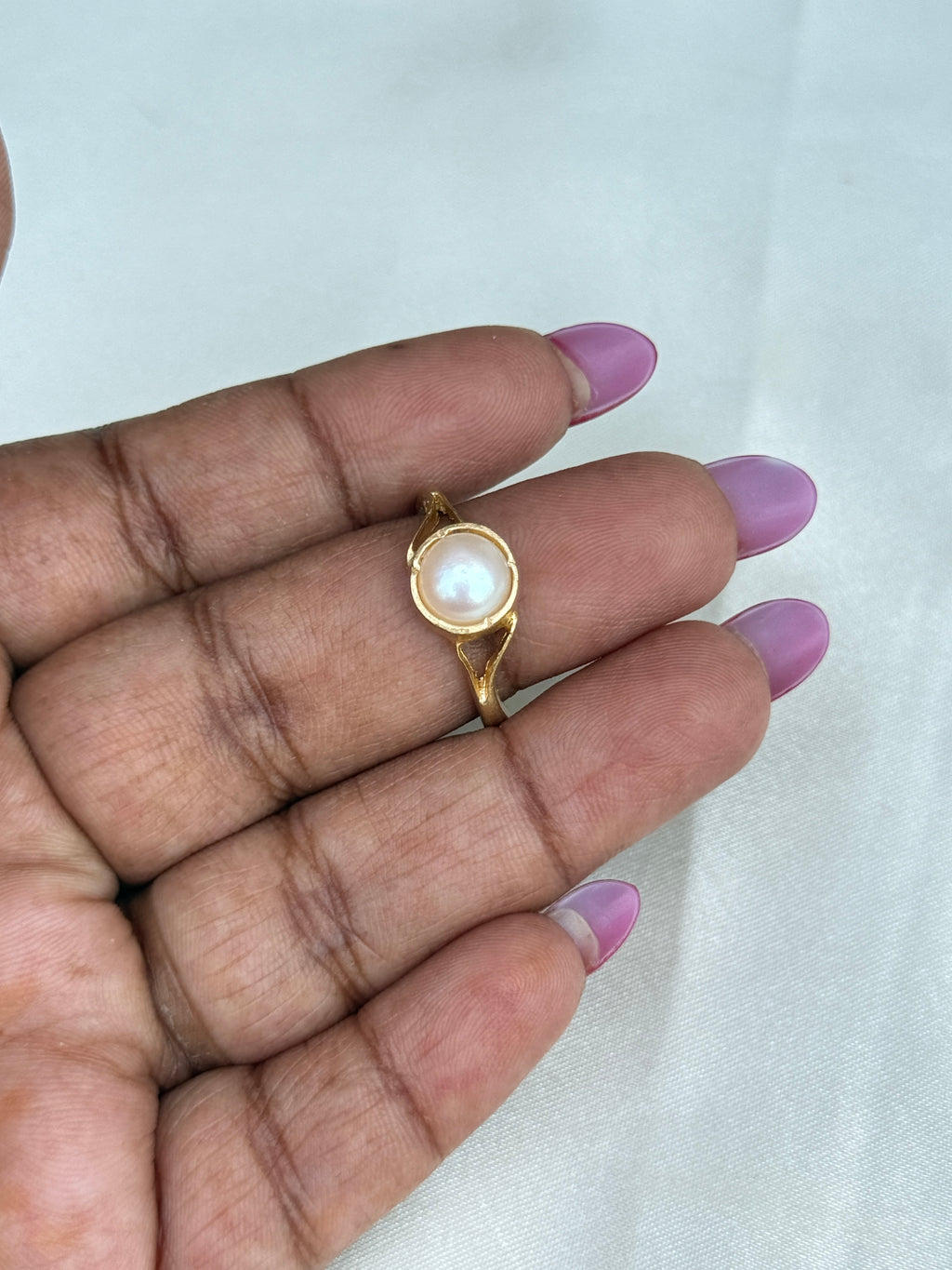 Rg075  panchaloham unpolished pearl finger ring