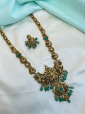 Unique peacock emerald  long Neckset with butta earrings Lh605