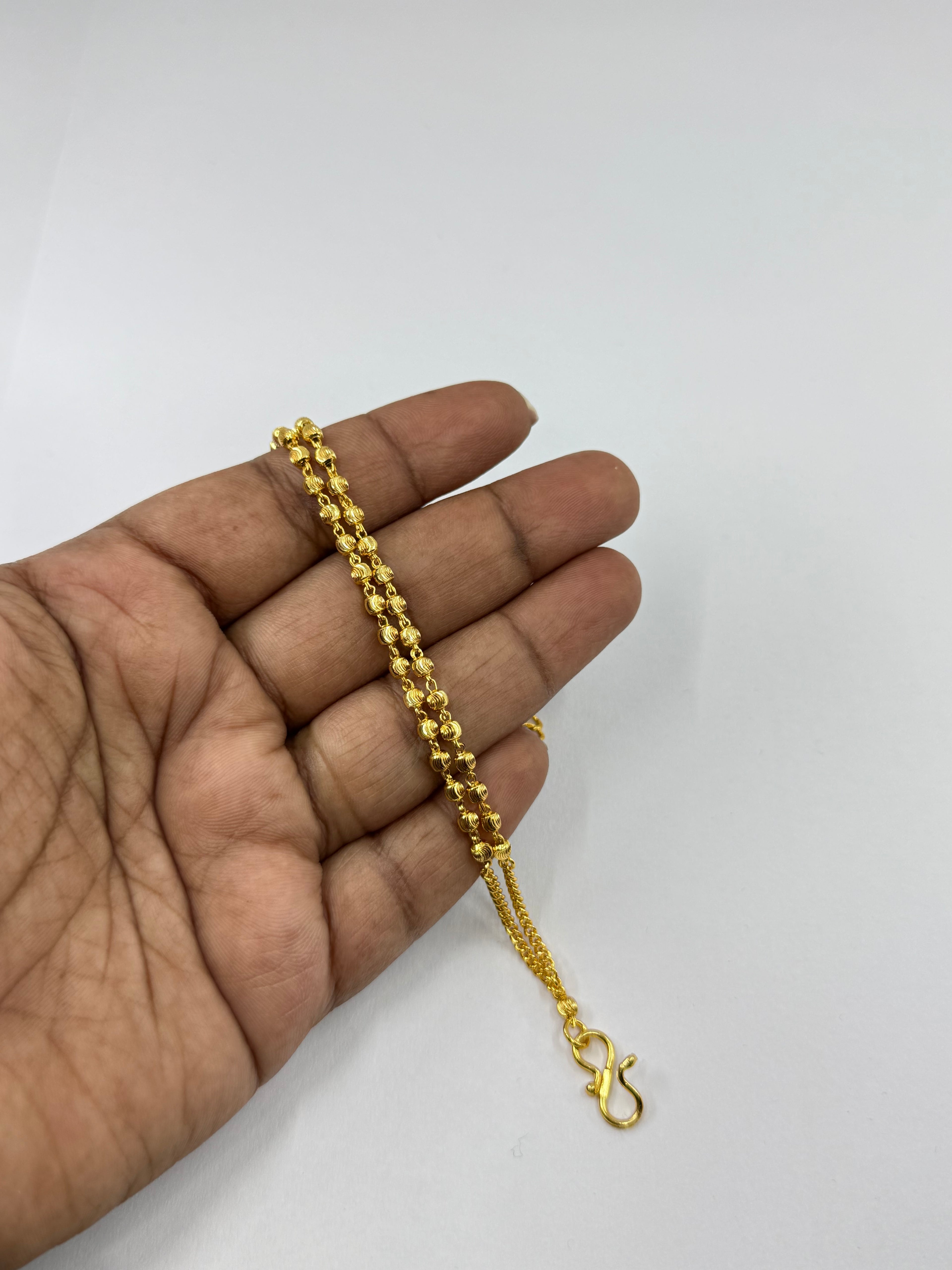 Br515 2 lines gold ball bracelet