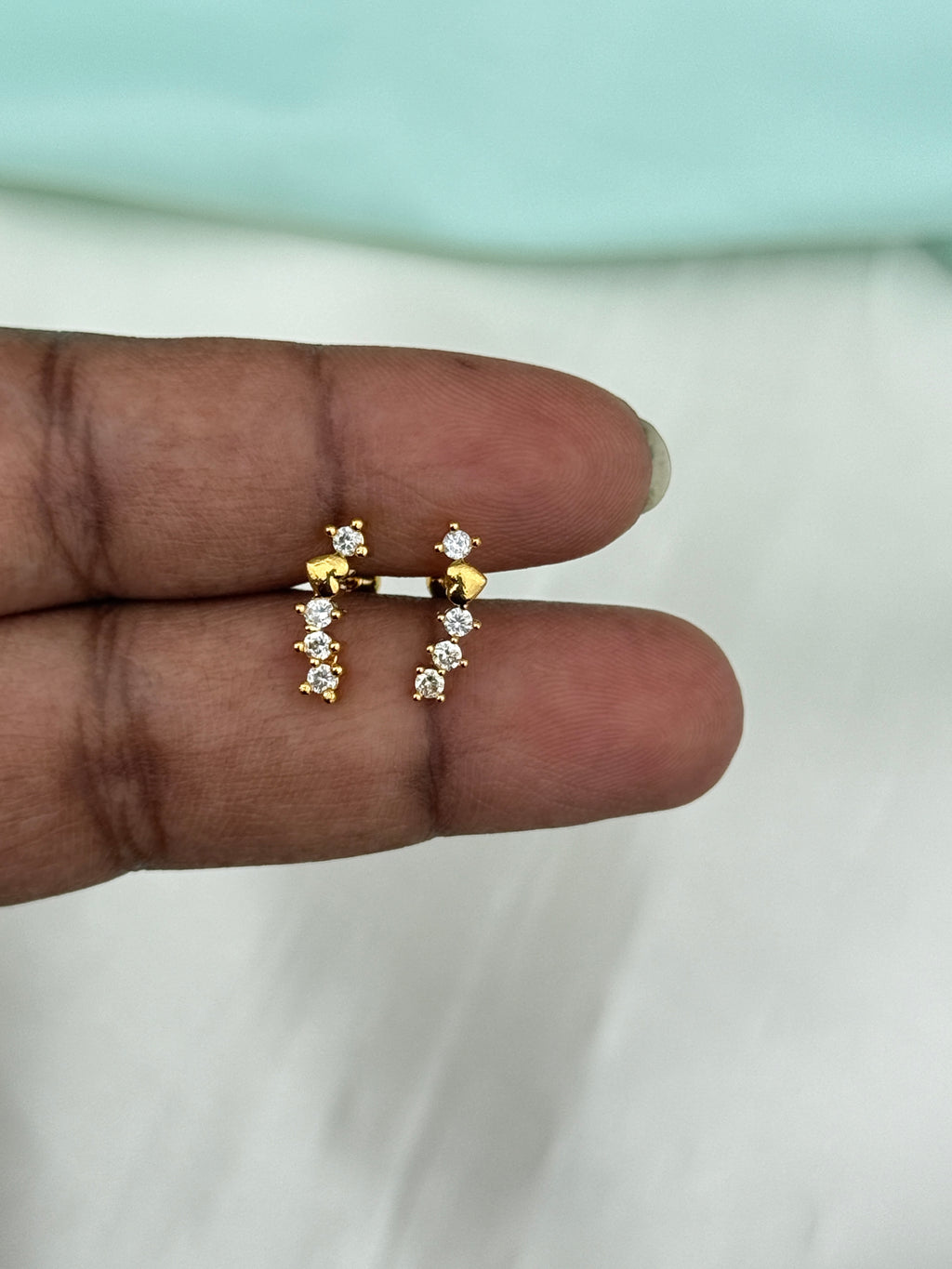 St166 4stone heart back ball  second (2nd) tops studs