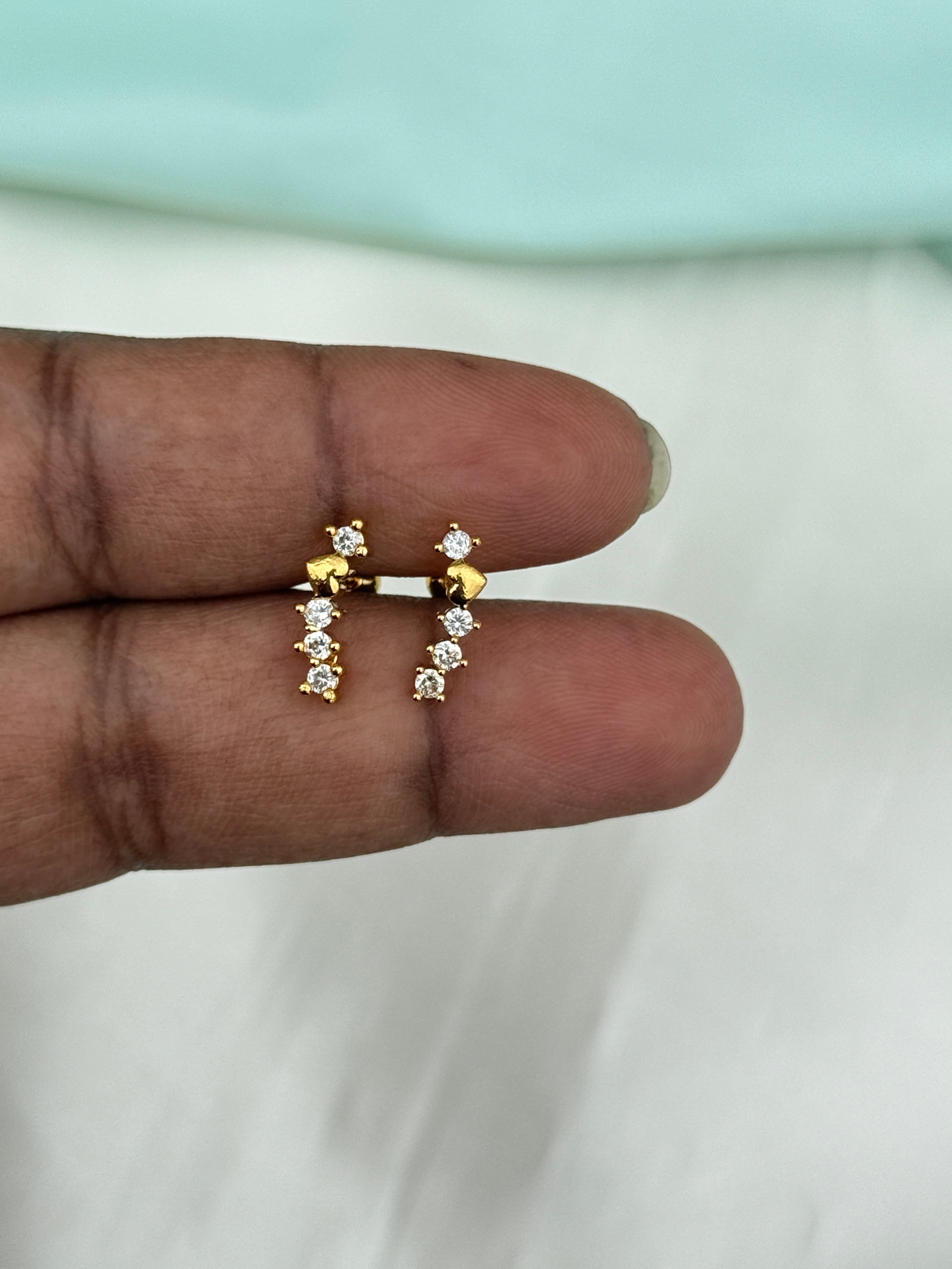 St166 4stone heart back ball  second (2nd) tops studs