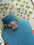 Emerald Meenakari 3 layers Floral Choker neckset  ns987