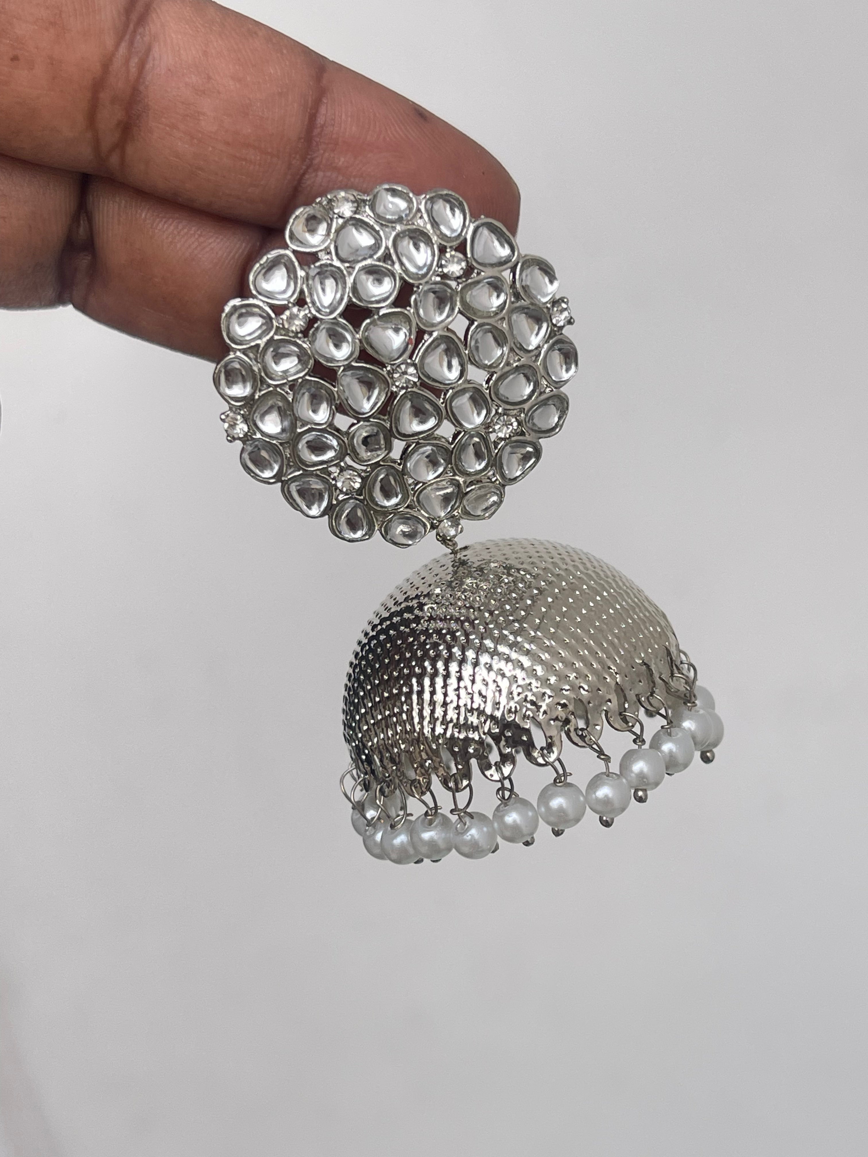 Kundan silver butta Earrings