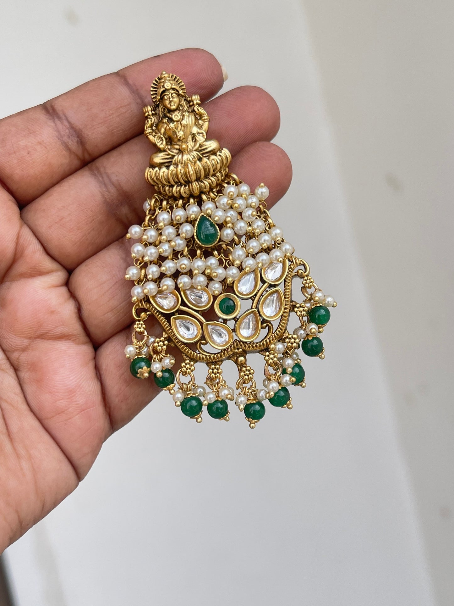 Kundan lakshmidevi pearl bridal Earrings