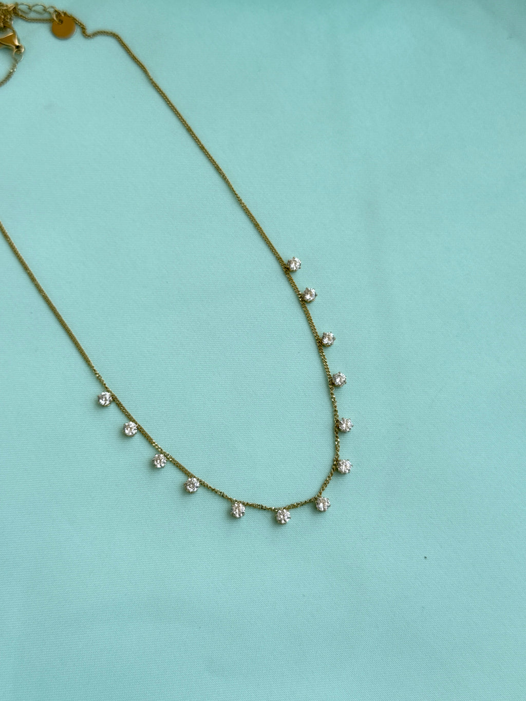 DC091 anti tarnish stones 18inches adjustable Daily Wear chains