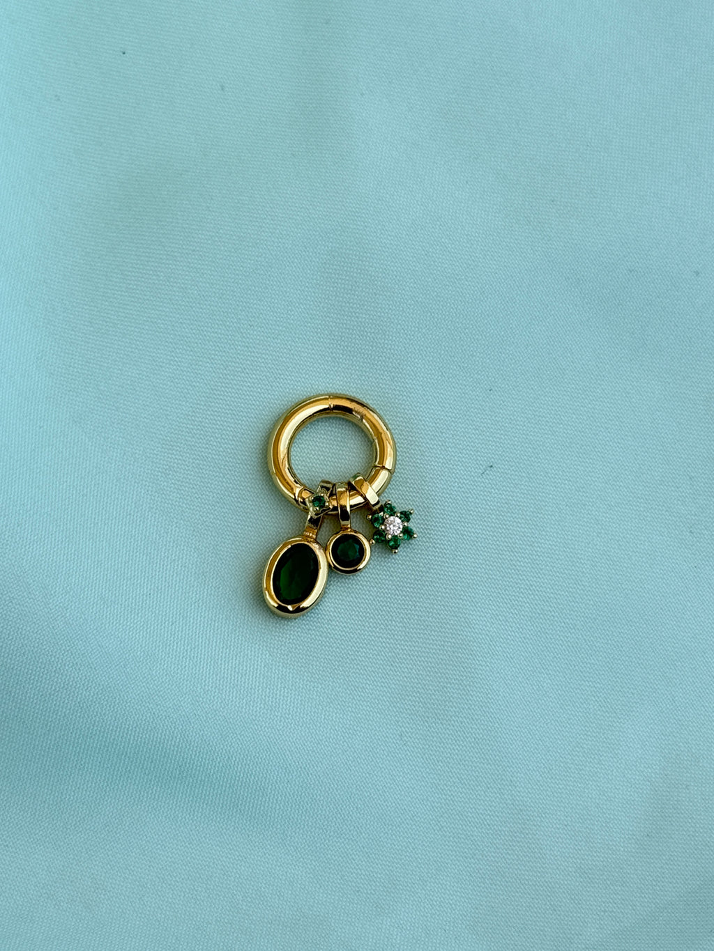 Al06 anti tarnish green flower stones charms (pendent)