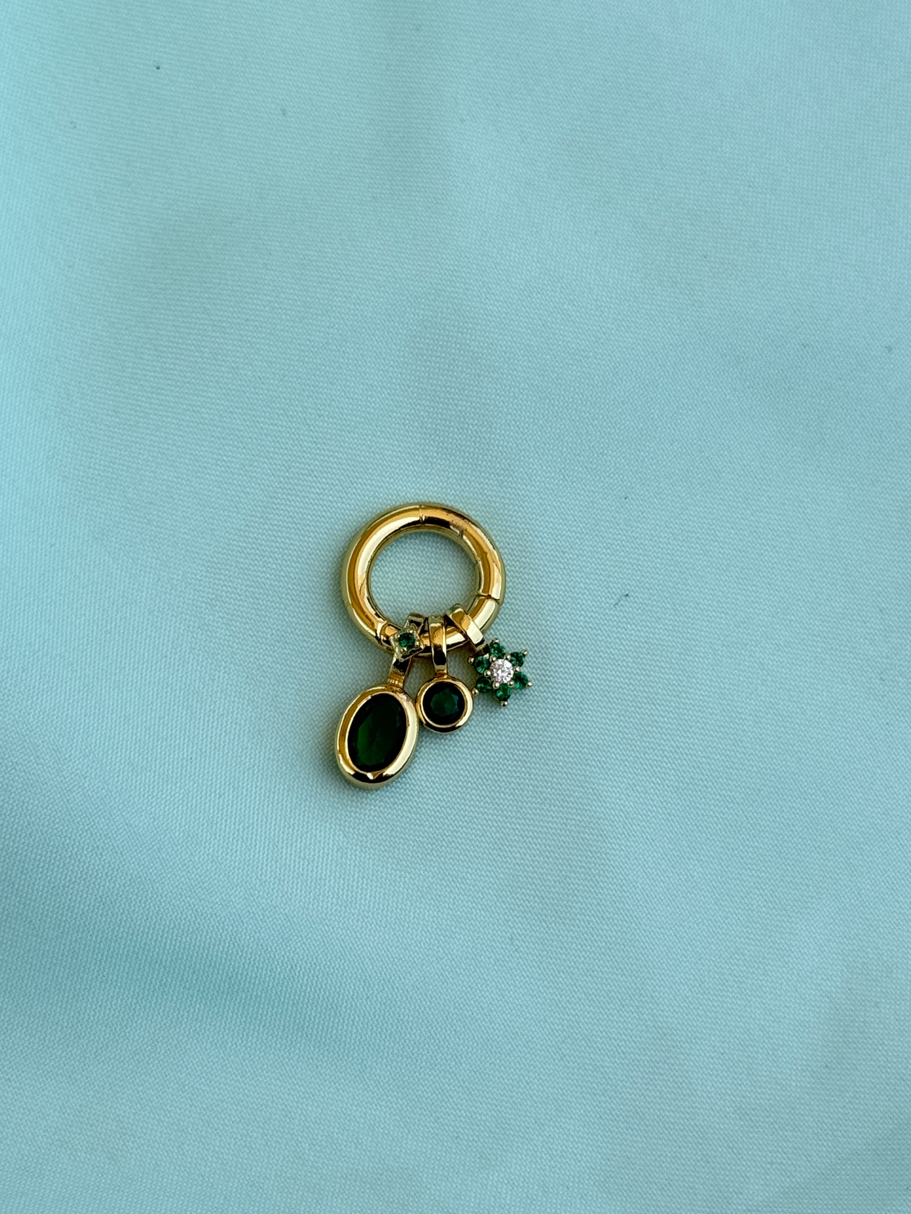Al06 anti tarnish green flower stones charms (pendent)